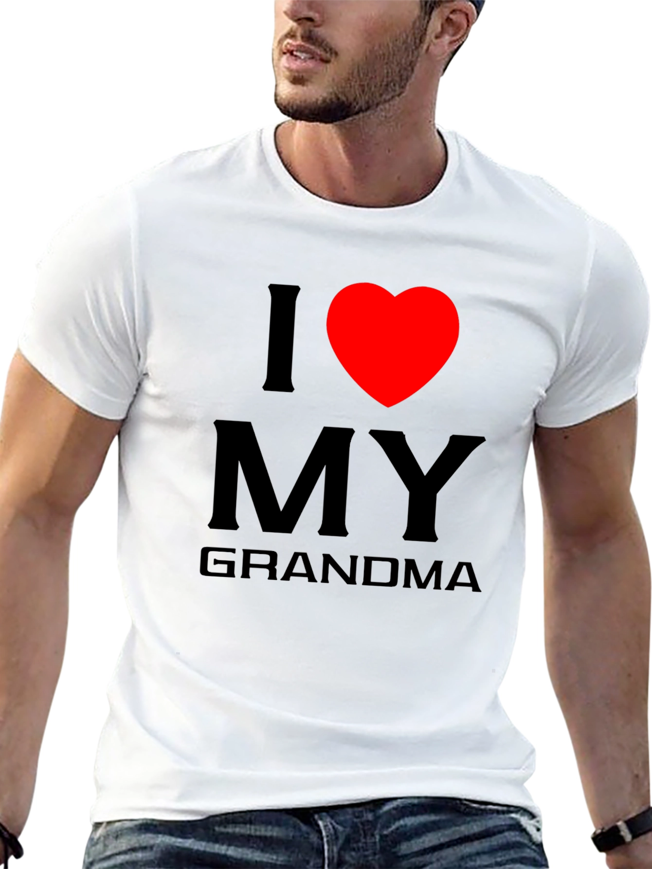 Black I Love My Grandma Black T-Shirt - Heart Graphic view 13