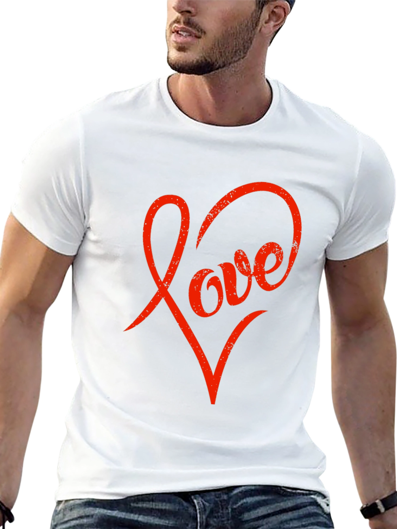 Black Love Heart Graphic Black T-Shirt view 13