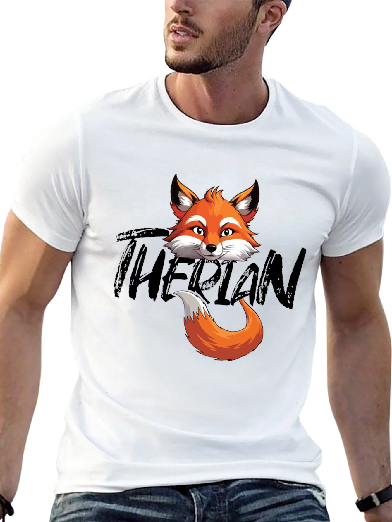 Black Fox Head & Tail Graphic T-Shirt - The Plan view 13