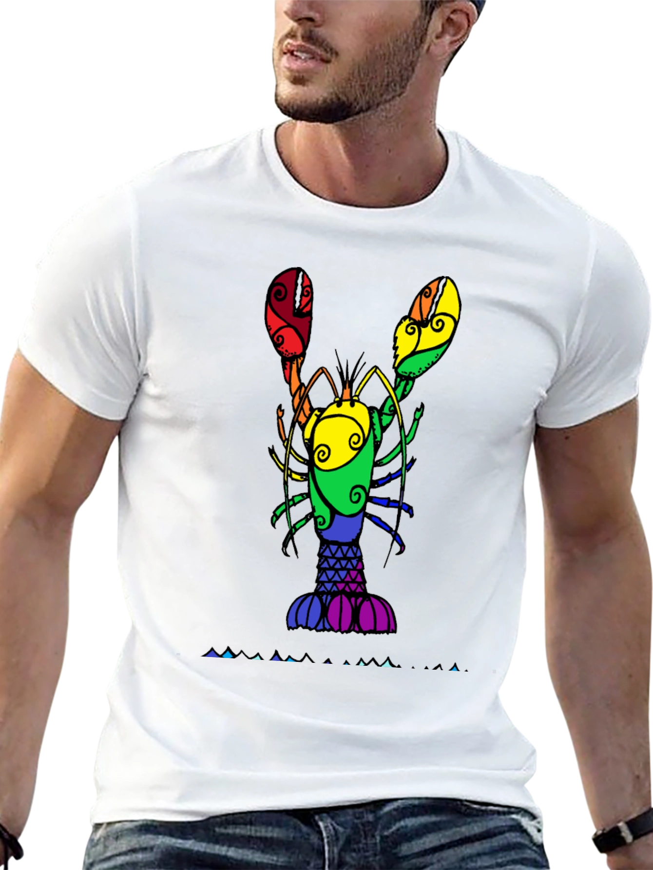 Black Rainbow Lobster Graphic Tee view 13