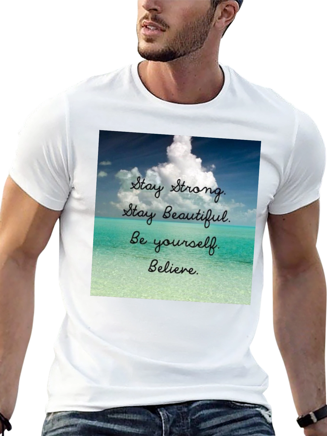 Black Inspirational T-Shirt: Stay Strong, Beautiful, and Believe view 13