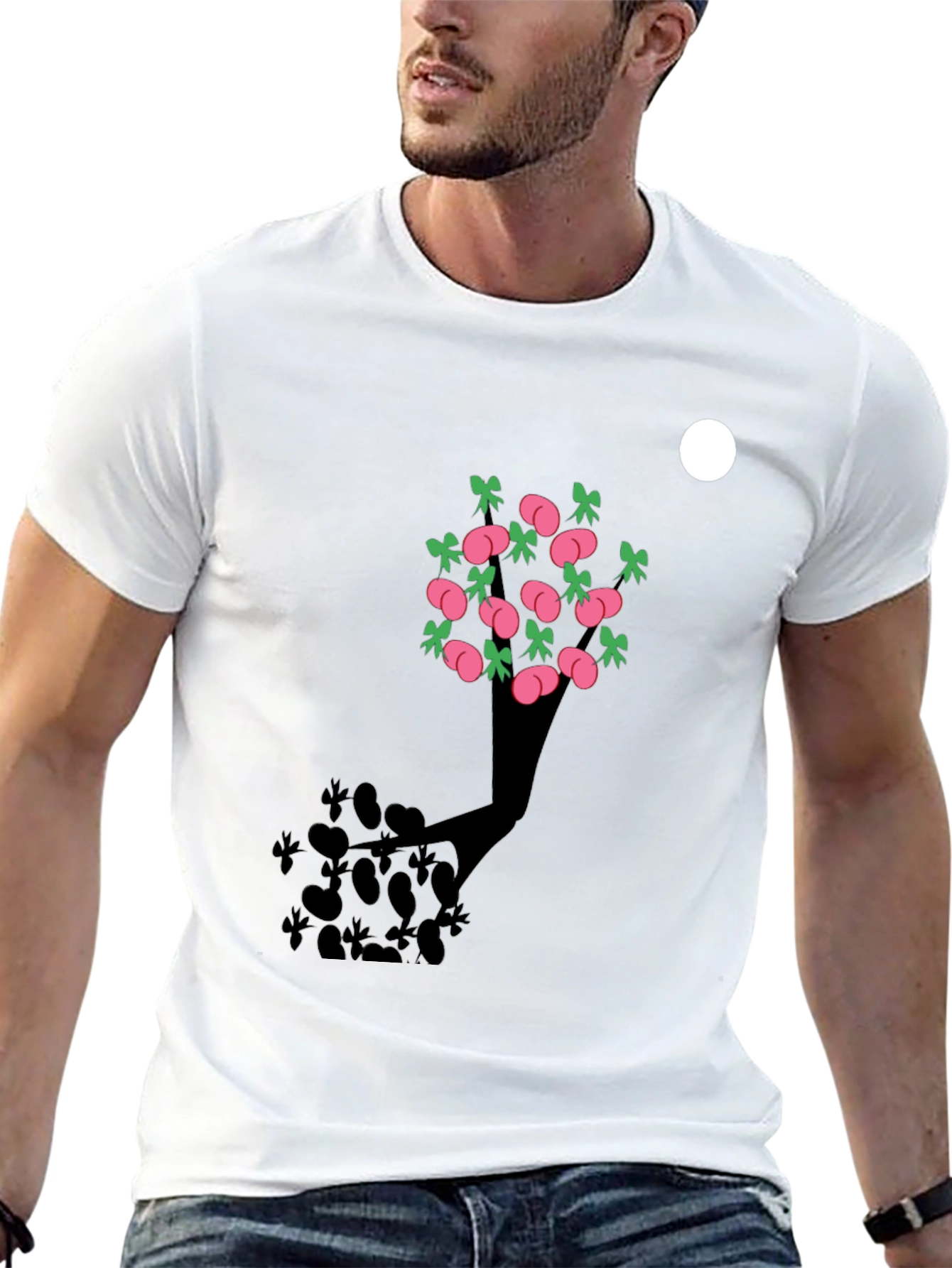 Black Peach Tree Graphic Tee - Black Cotton Blend view 13