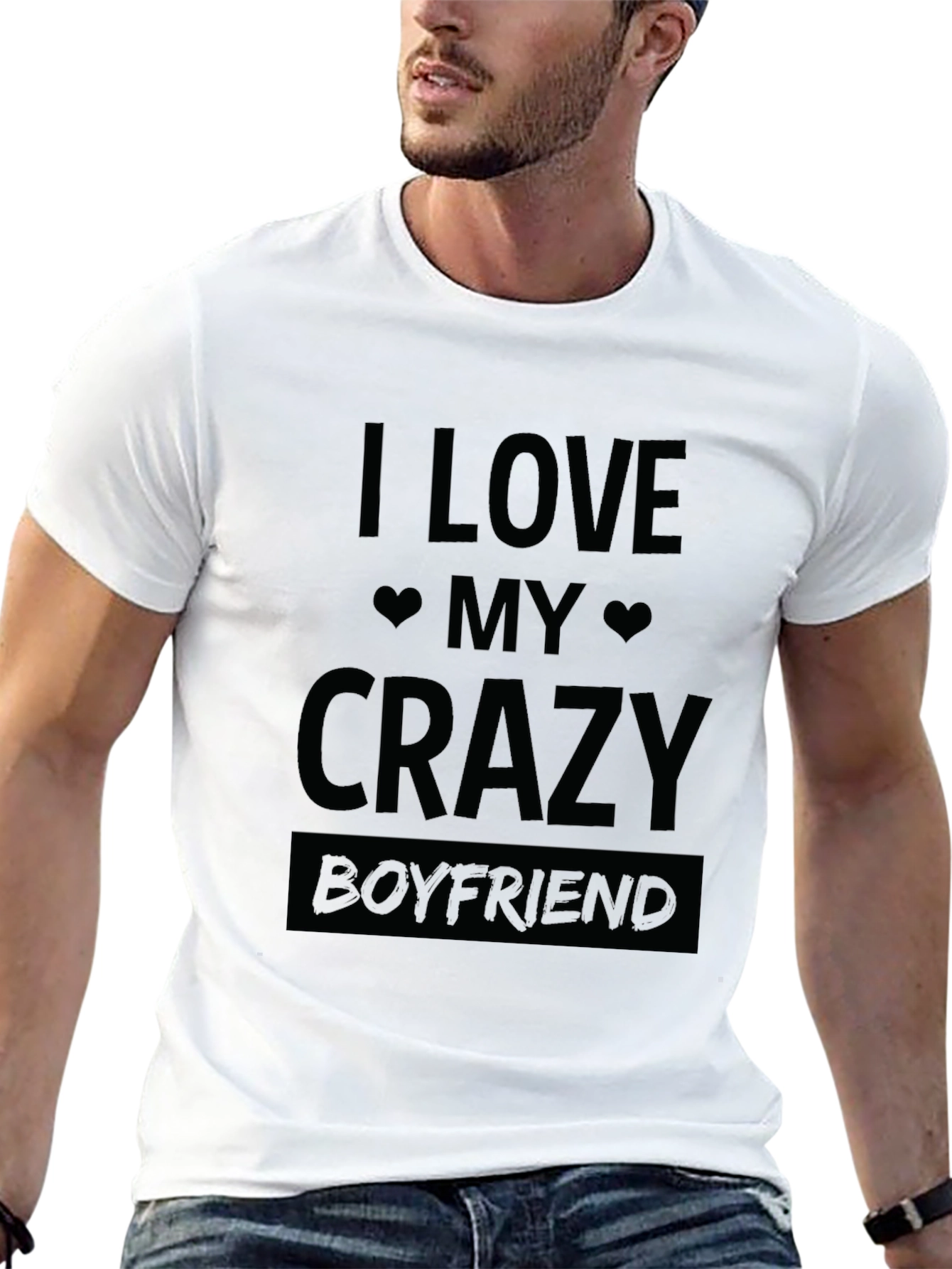 Black I Love My Crazy Boyfriend T-Shirt view 13