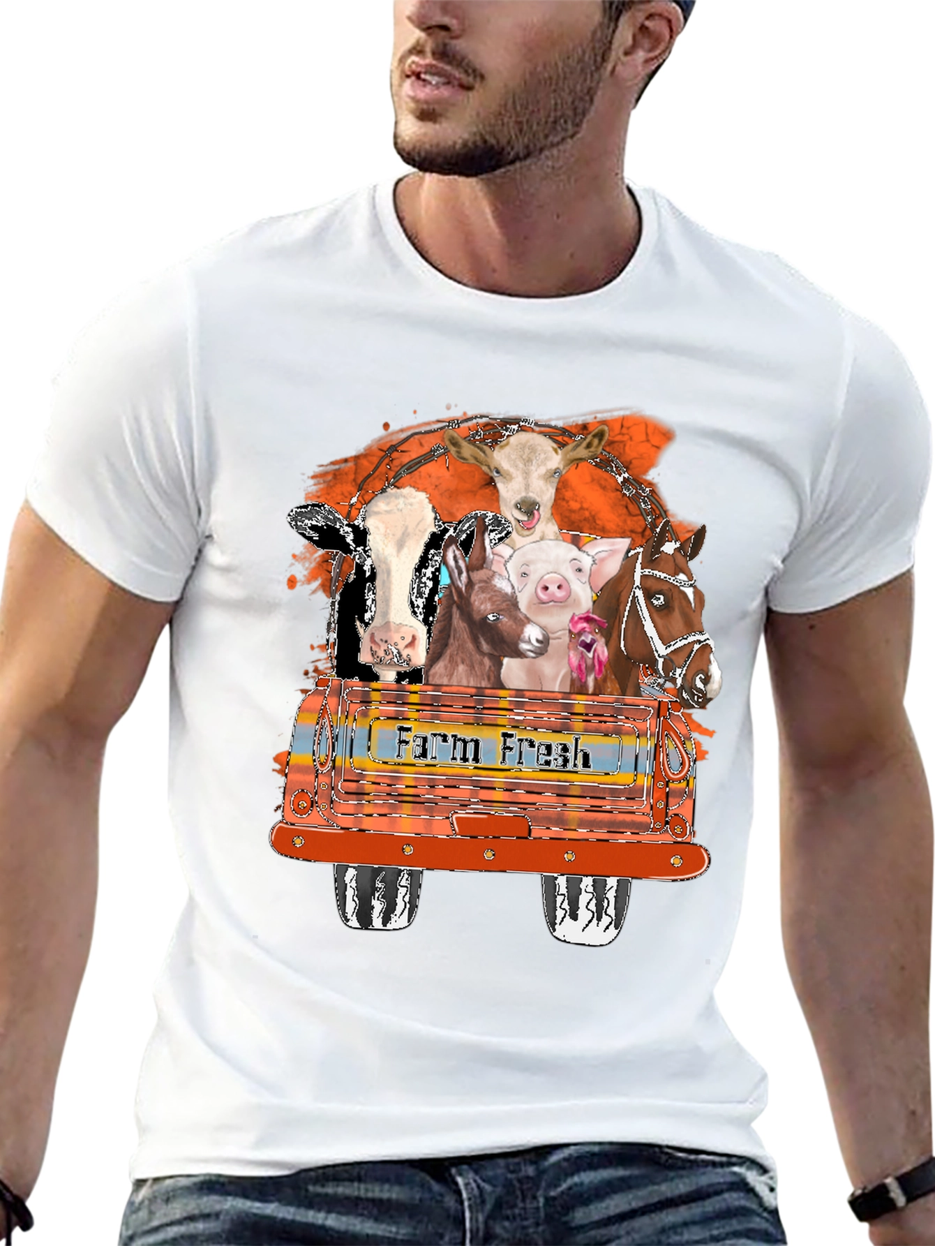 Black Farm Fresh Animals Black T-Shirt view 13