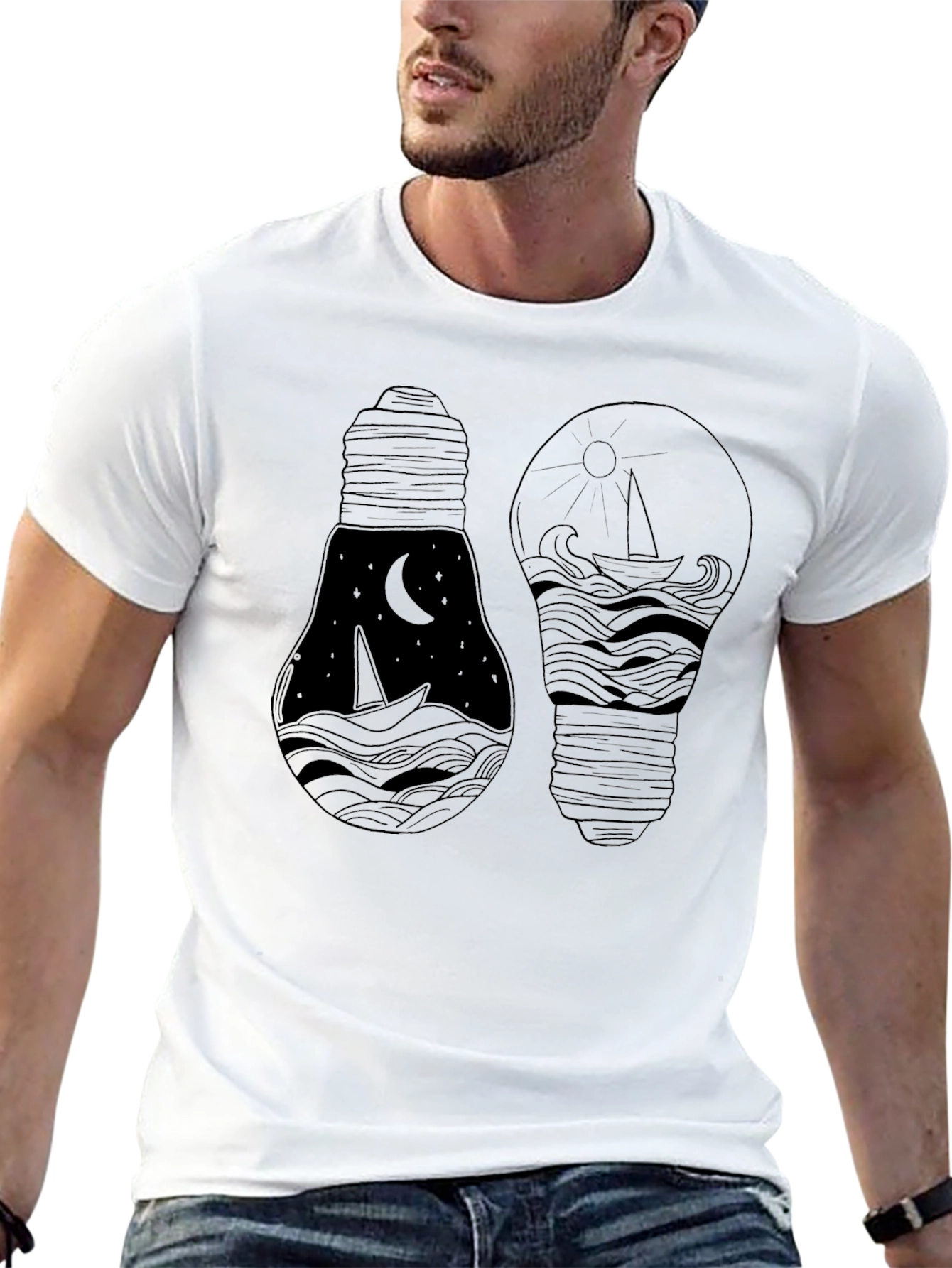 Black Dual Lightbulb Graphic Tee view 13