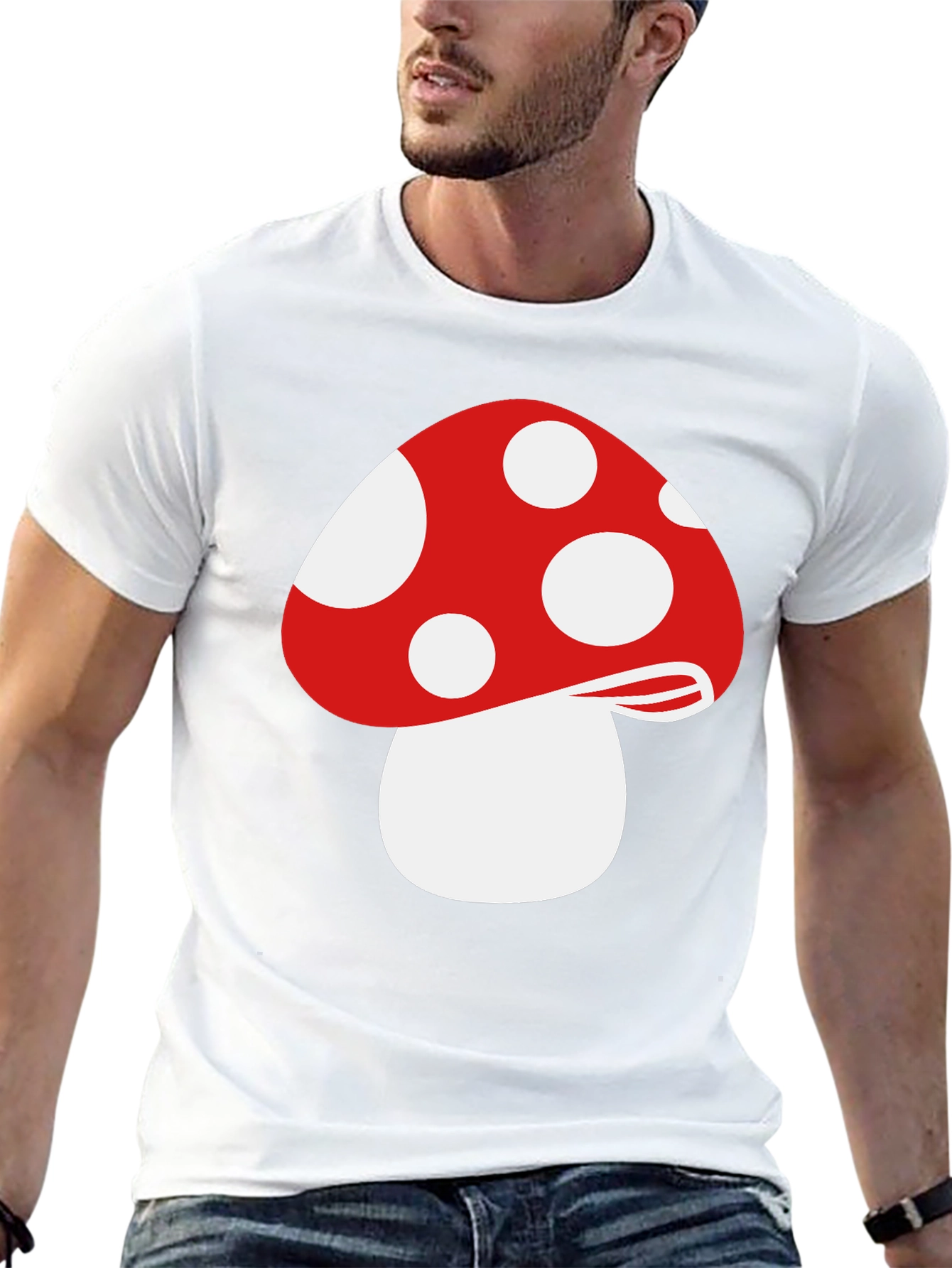 Black Red Mushroom Graphic Tee - Funky Black T-Shirt view 13