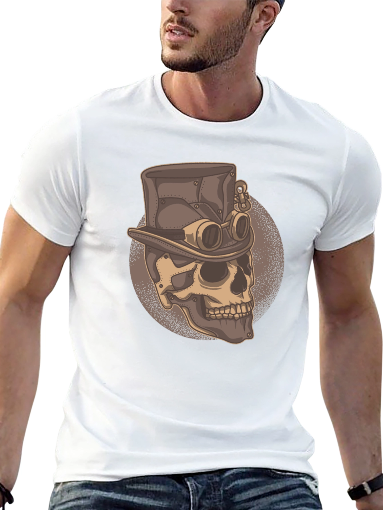 Black Steampunk Skull T-Shirt - Gothic Fashion Tee view 13