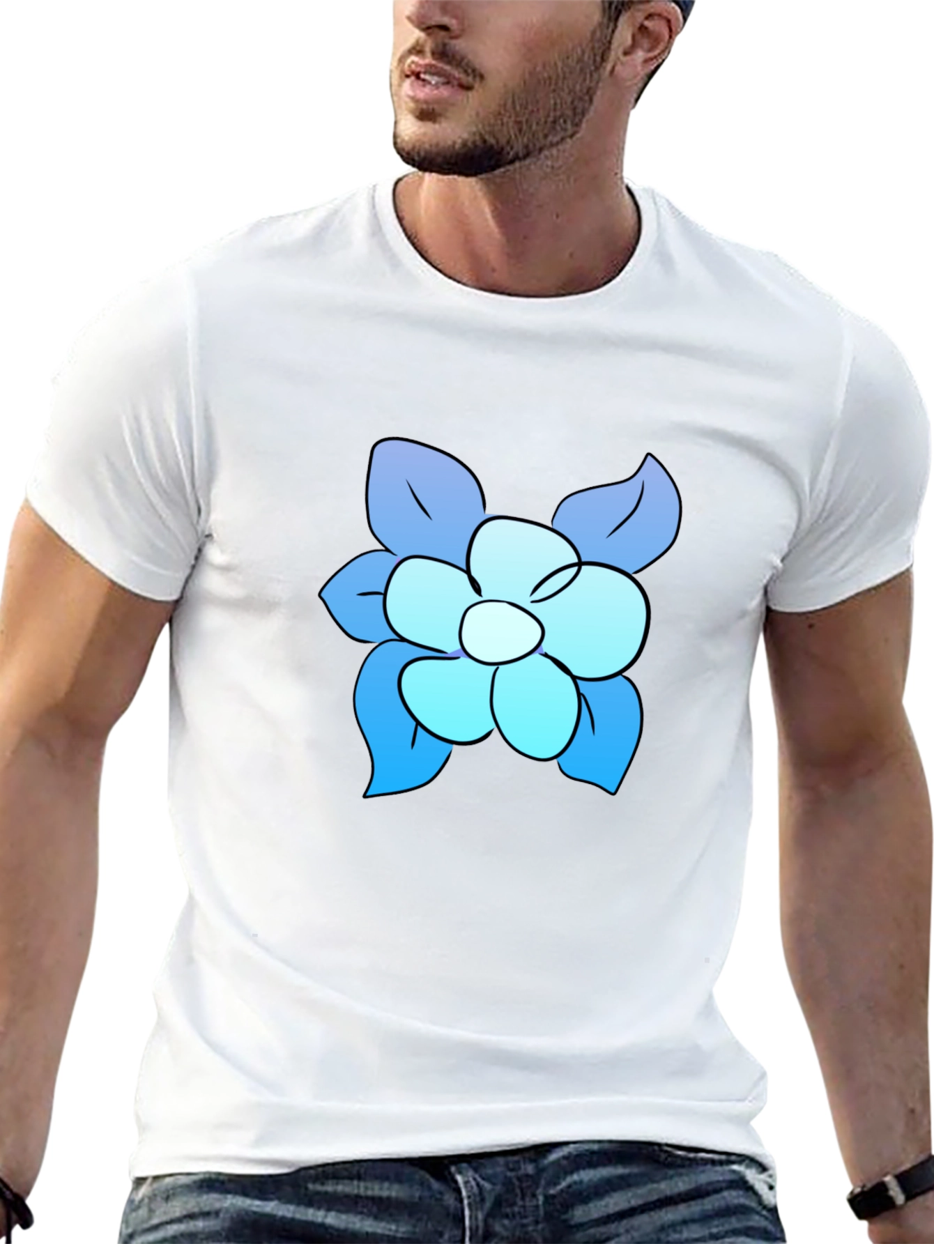 Black Blue Flower Graphic Tee - Casual Comfort view 13