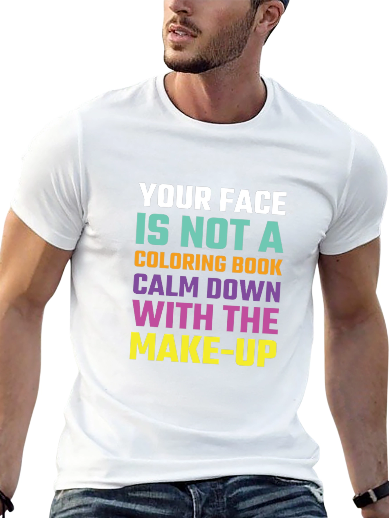 Black Funny Graphic T-Shirt: Your Face Coloring Book Slogan Tee view 13