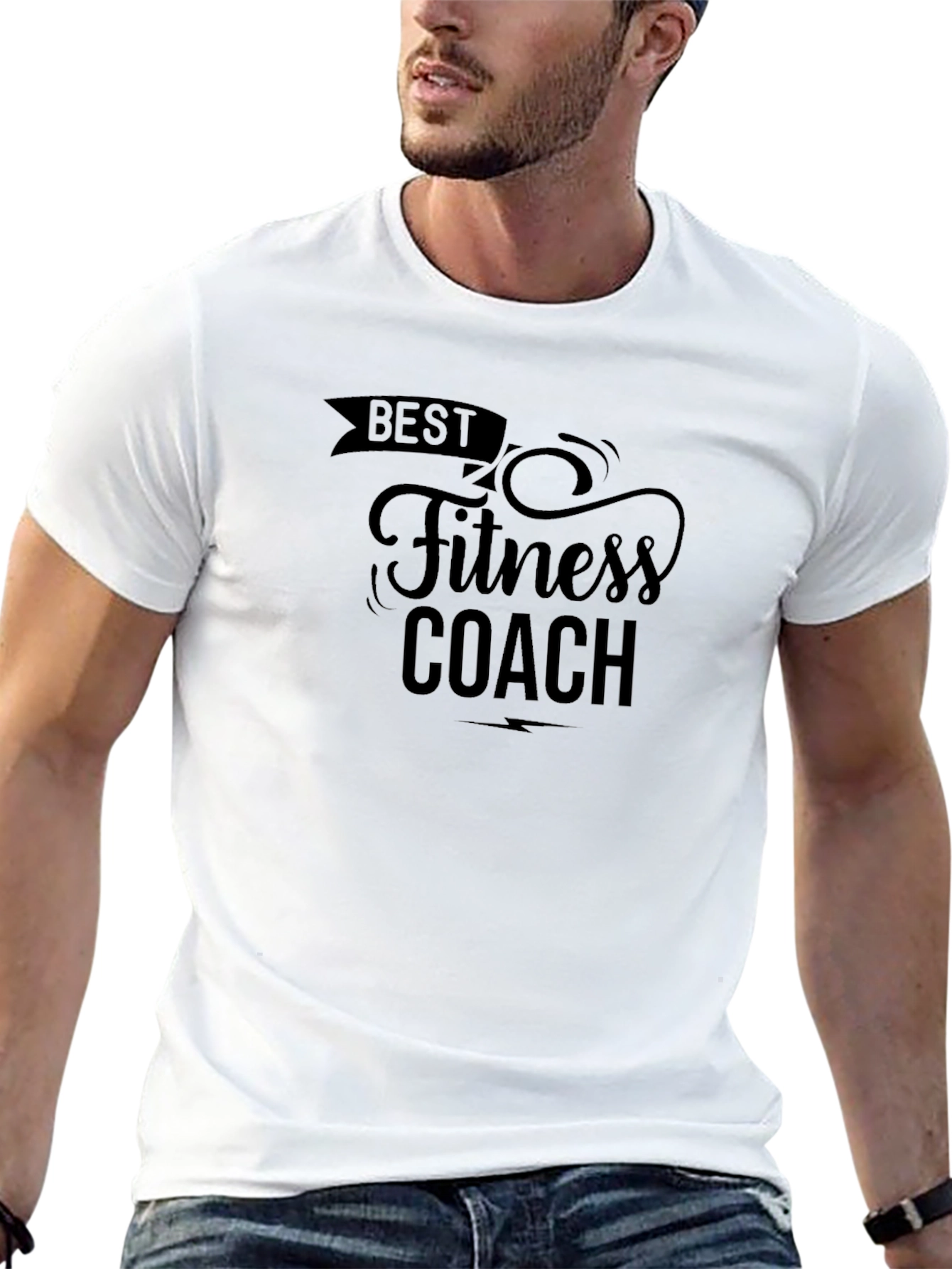 Black Best Fitness Coach T-Shirt - Black Crew Neck Tee view 13
