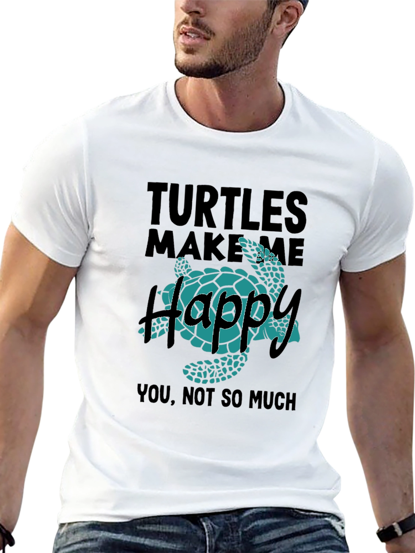 Black Turtles Make Me Happy Graphic T-Shirt view 13