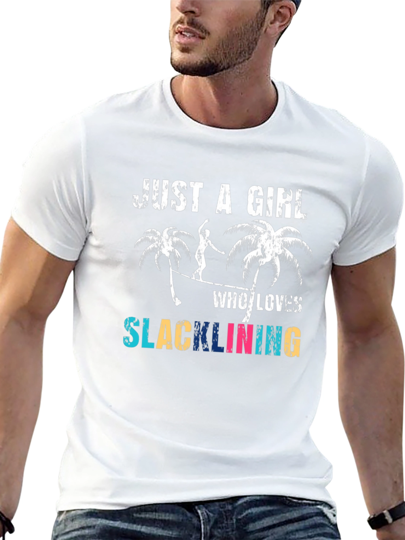 Black Just a Girl Who Loves Slacklining T-Shirt view 13