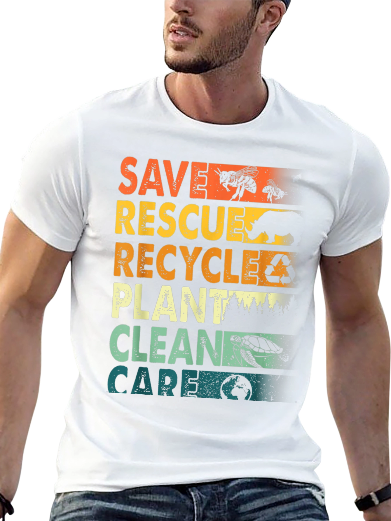 Black Eco-Friendly Save Rescue T-Shirt view 13