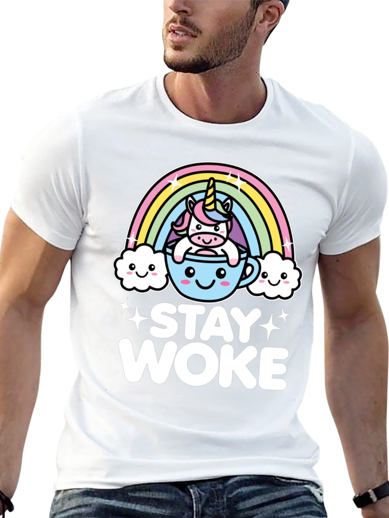 Black Stay Woke Unicorn Graphic Tee - Trendy Black T-Shirt view 13