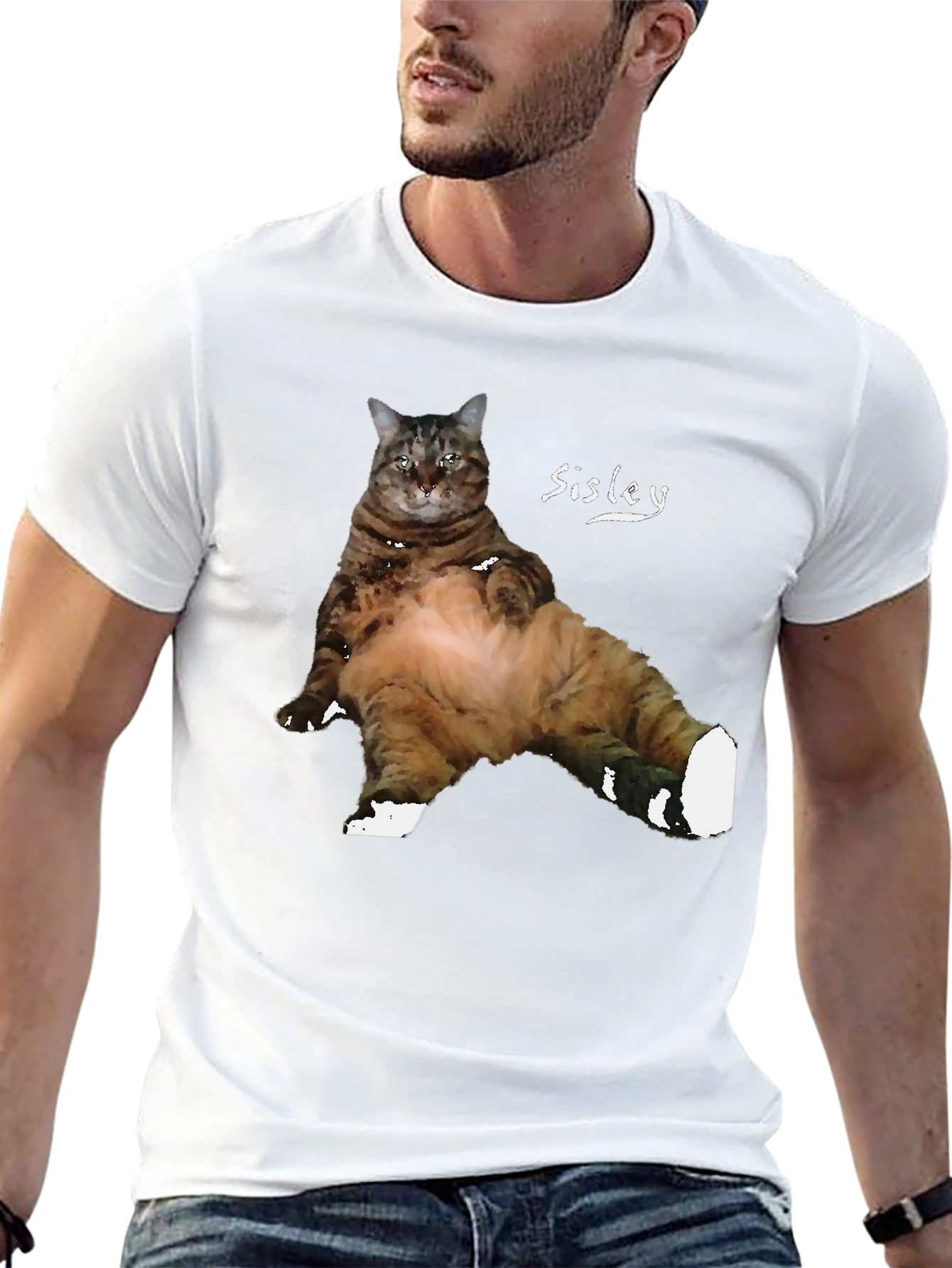Black Funny Cat T-Shirt - Sisley Cat Design view 13
