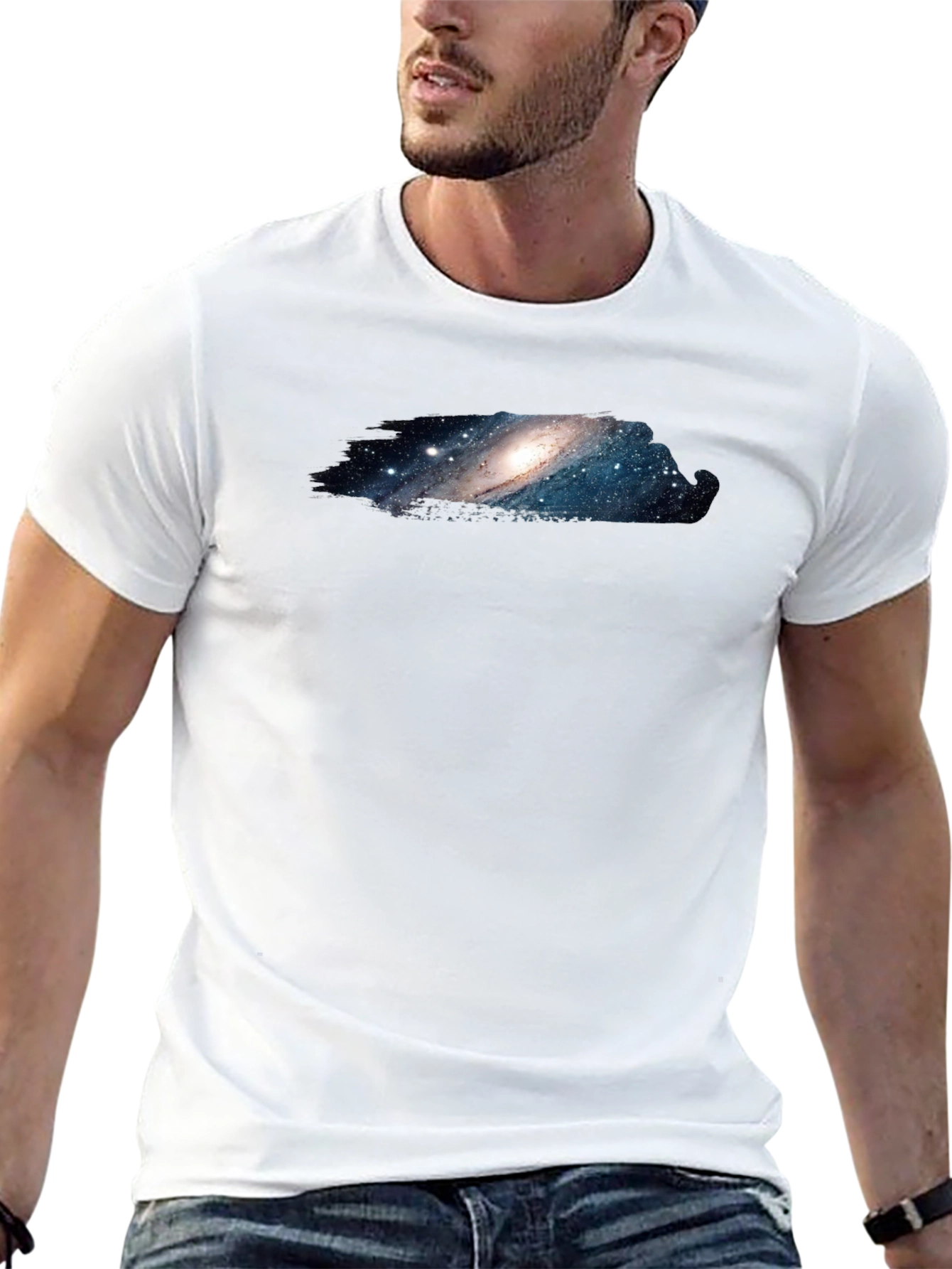 Black Galaxy Print Black T-Shirt view 13