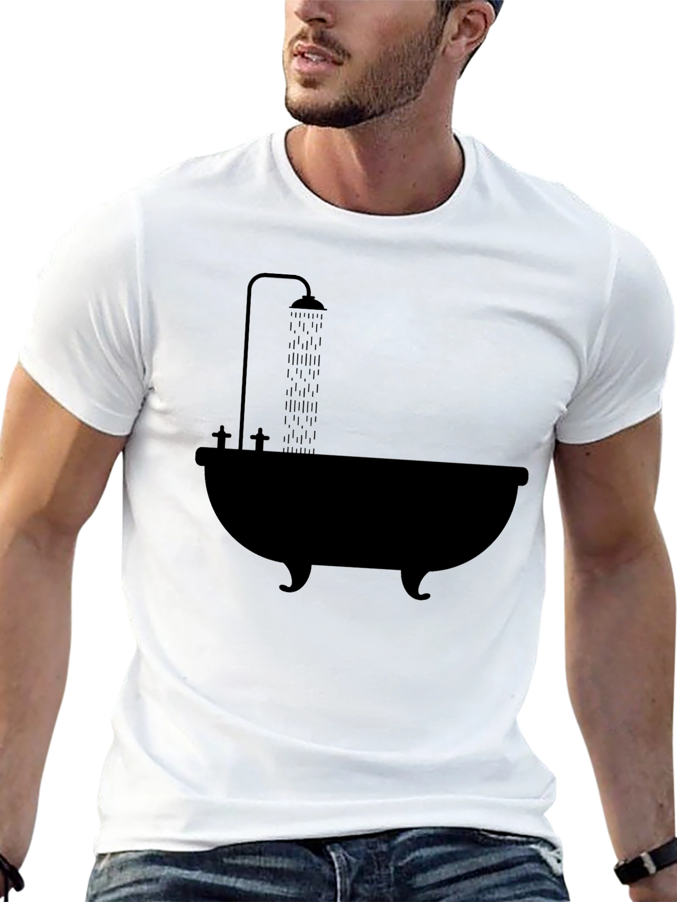 Black Bathtub Shower Graphic T-Shirt view 13