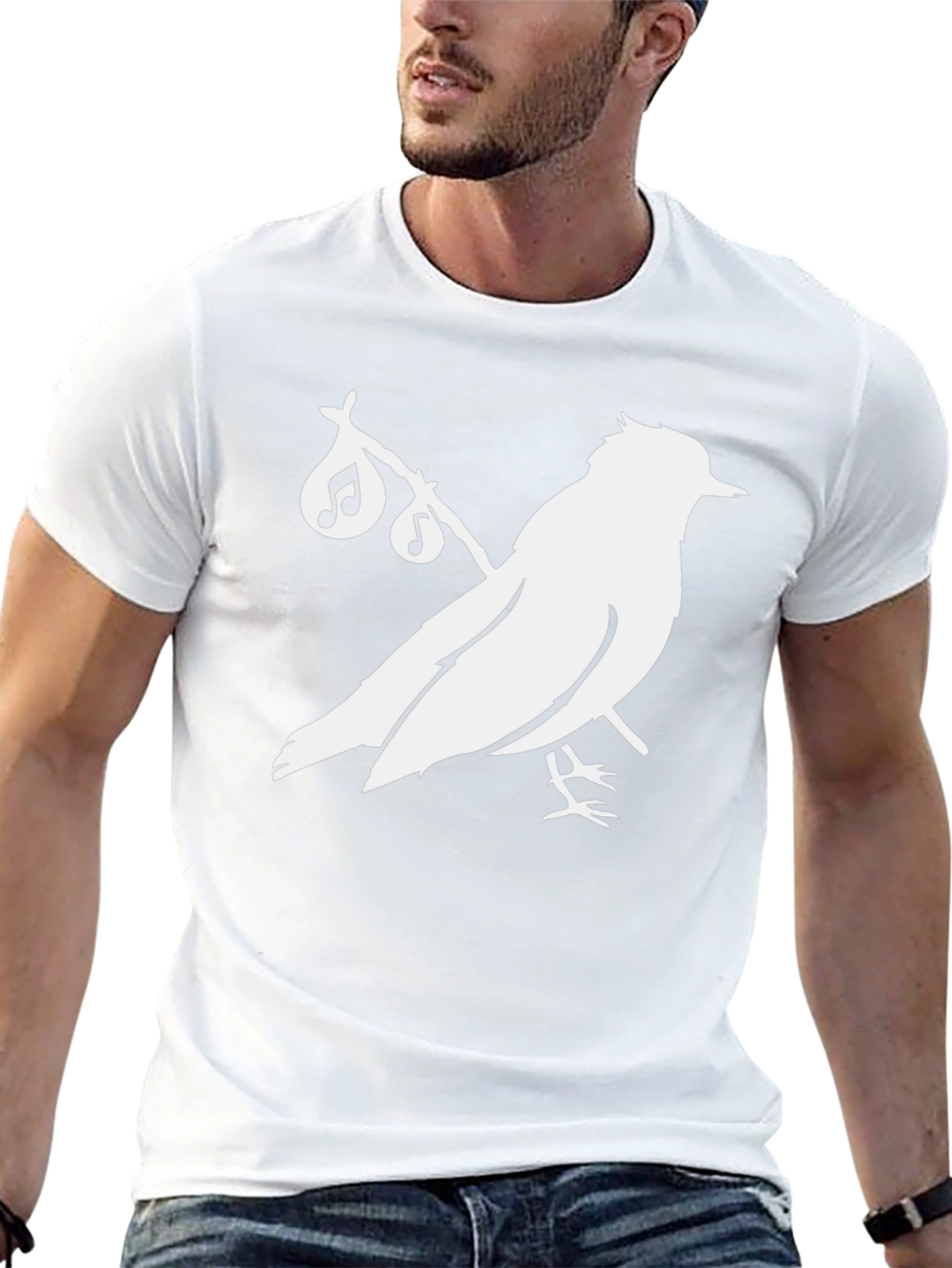 Bird Song T-Shirt - Black Cotton Graphic Tee - 13