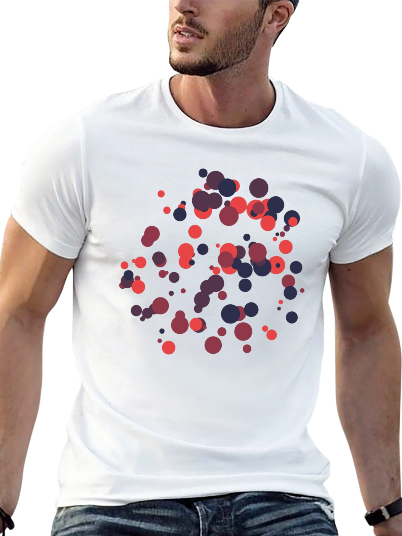 Black Modern Circle Pattern Black T-Shirt view 13