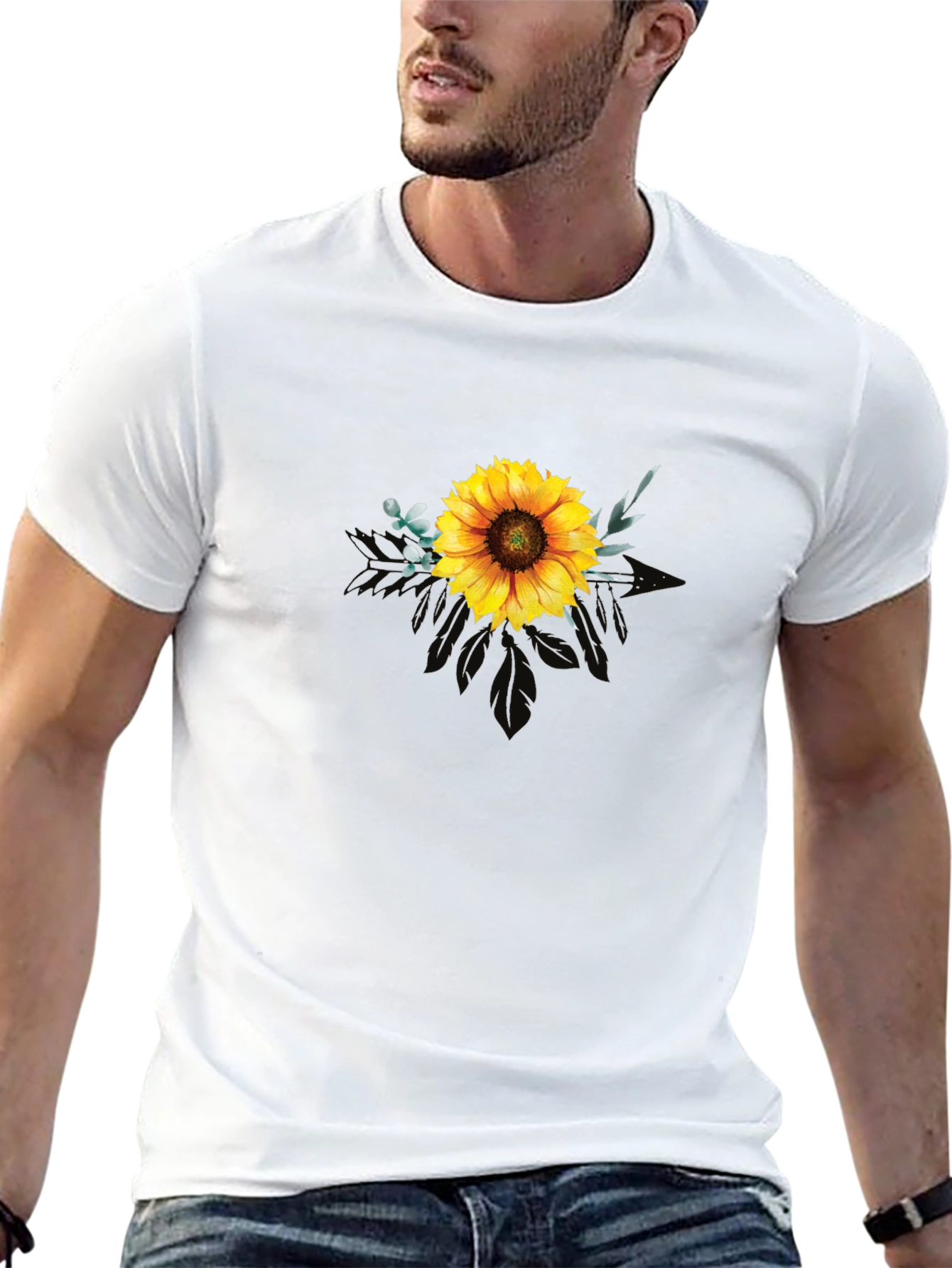 Black Sunflower Graphic Tee - Black Cotton Blend Shirt view 13
