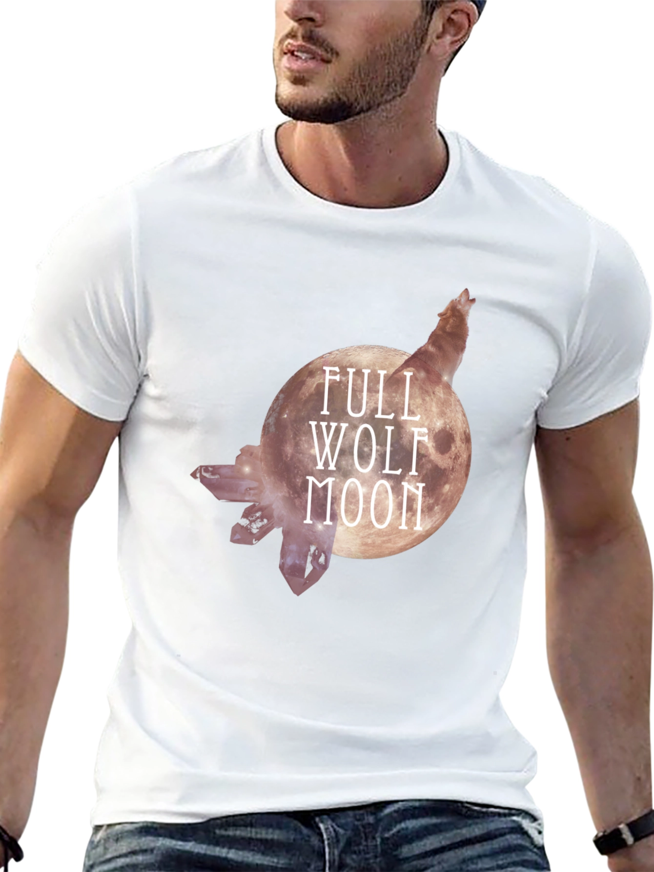 Black Full Wolf Moon Graphic Tee - Black Cotton Blend view 13