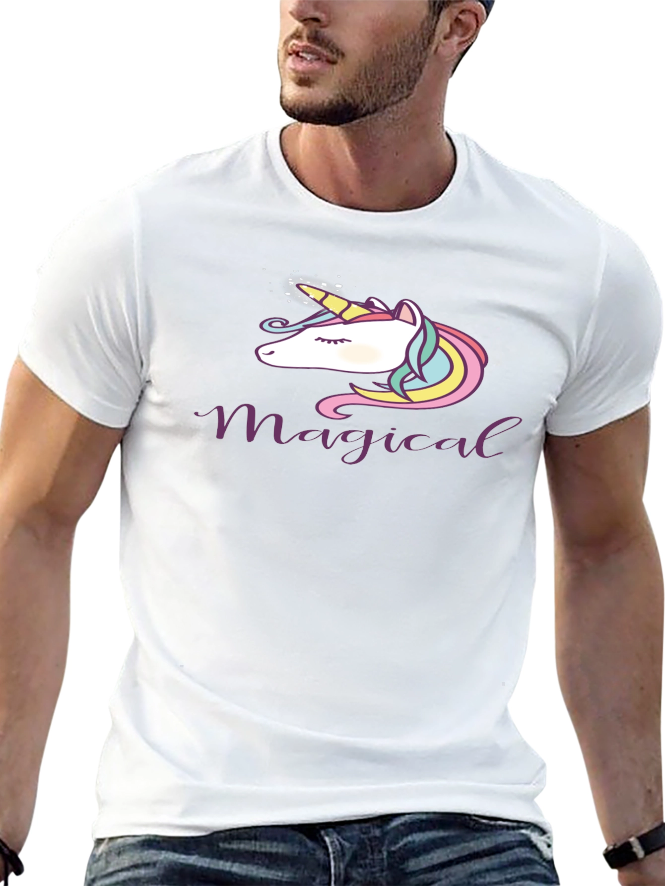 Black Magical Unicorn T-Shirt - Soft Cotton Blend, Black view 13