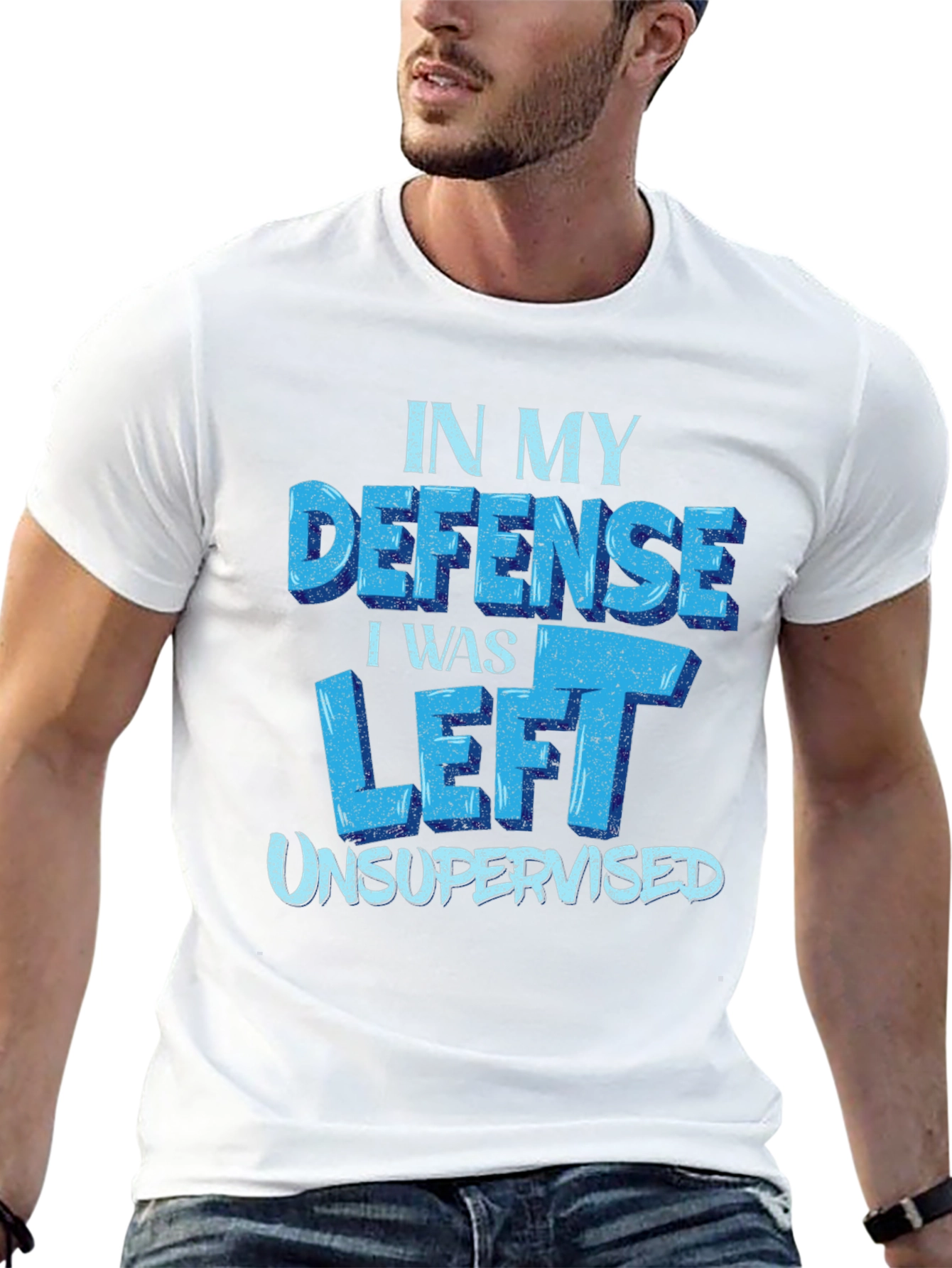 Black Funny 'In My Defense' Black T-Shirt view 13