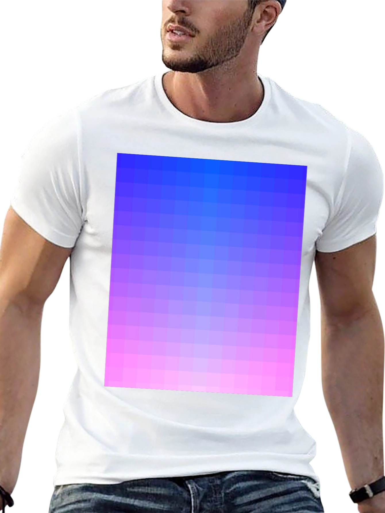 Black Gradient Pixel Art T-Shirt - Stylish Casual Wear view 13