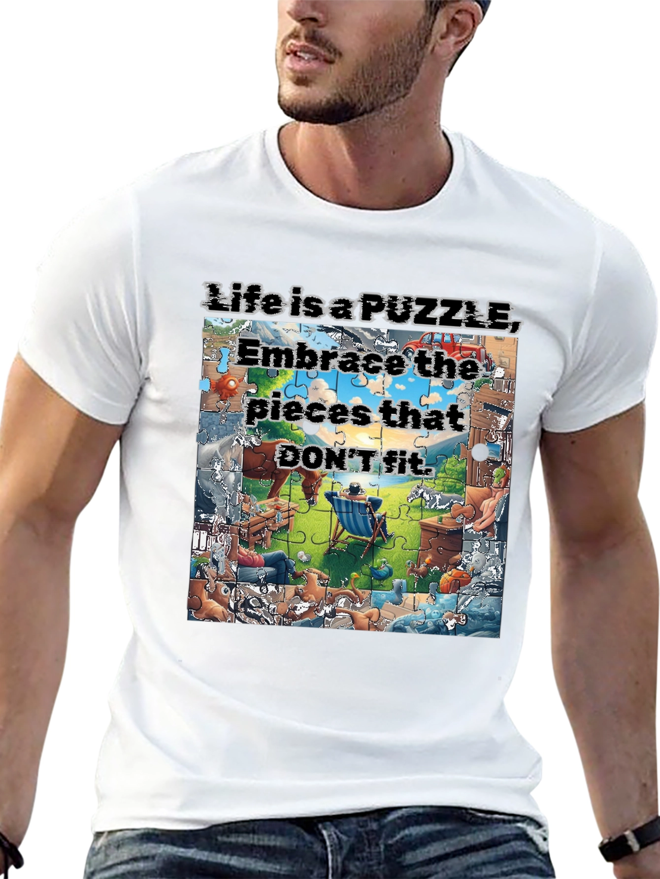 Black Life is a Puzzle Graphic T-Shirt view 13