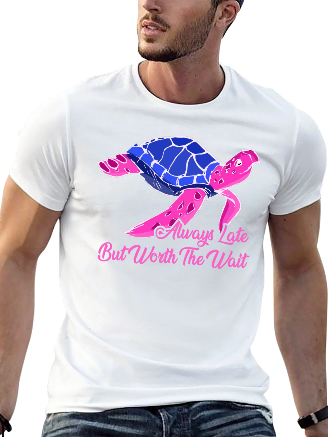 Black Always Late Turtle Graphic Tee - Unisex Black T-Shirt view 13