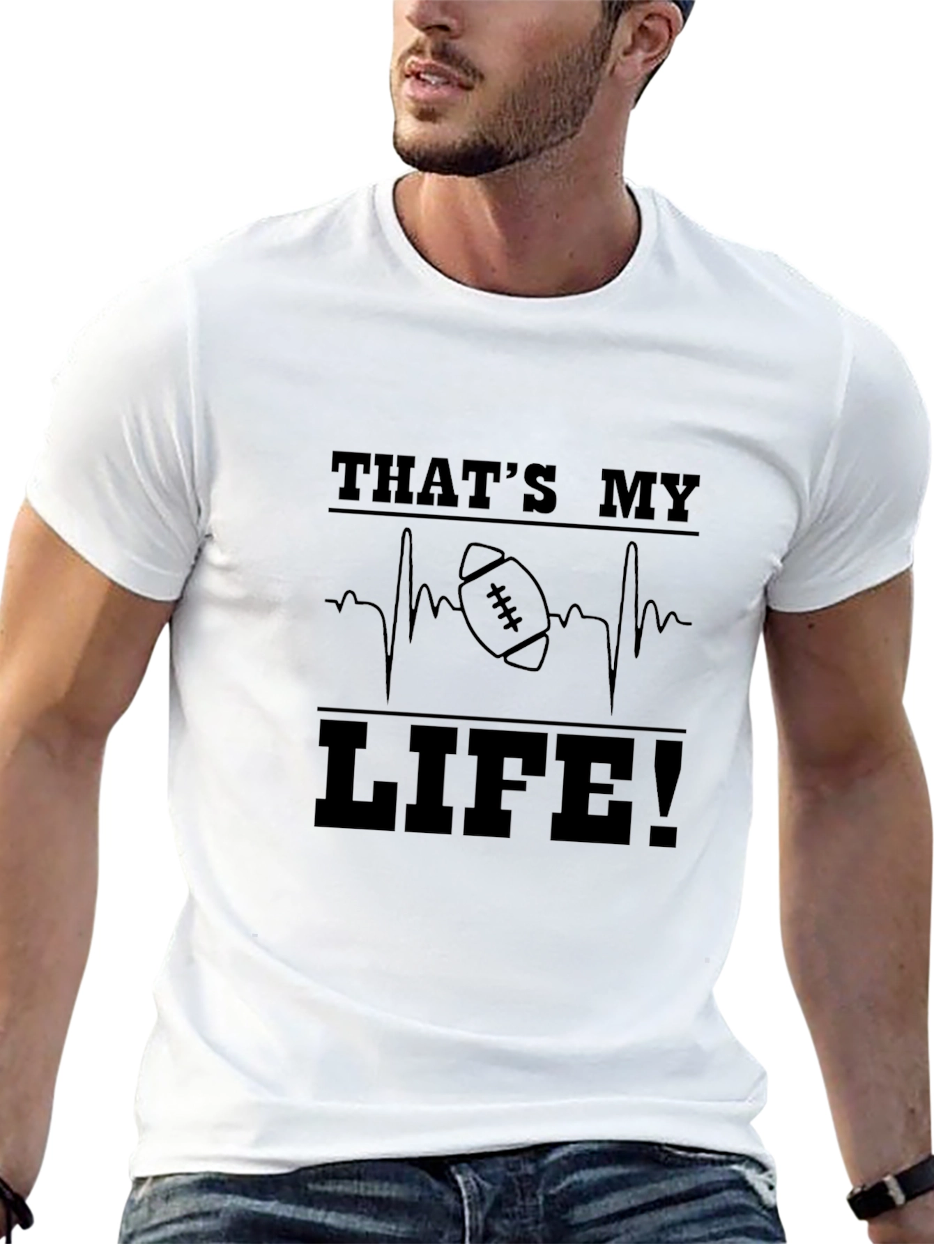 Black That's My Life Football T-Shirt view 13