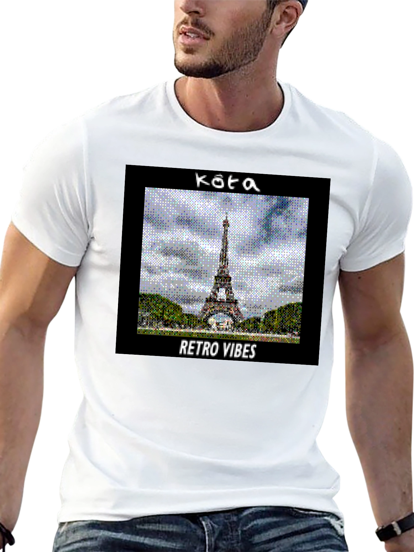 Black Retro Vibes Paris Eiffel Tower Graphic T-Shirt view 13