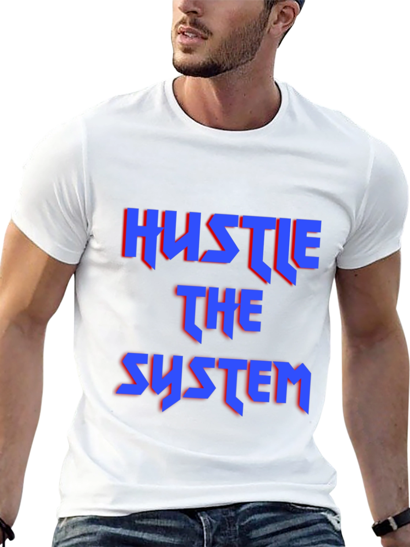 Black Hustle the System Graphic Tee - Bold Statement Shirt view 13