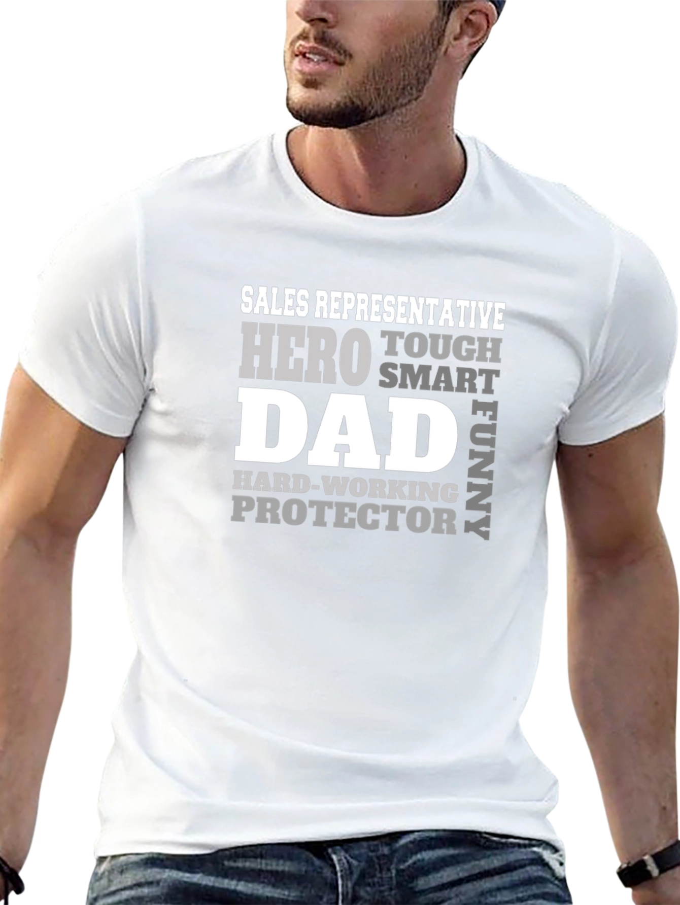 Black Sales Representative Dad Hero Protector Graphic T-Shirt view 13