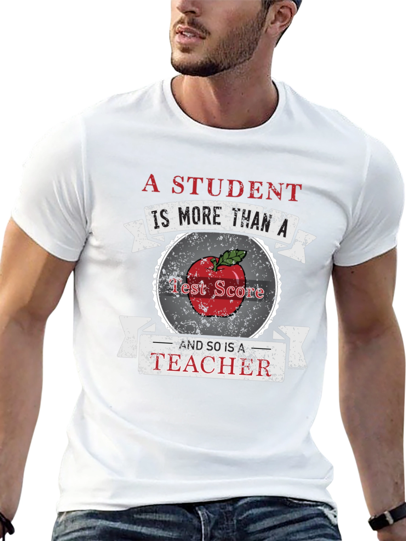 Black Teacher Apple Graphic Tee view 13