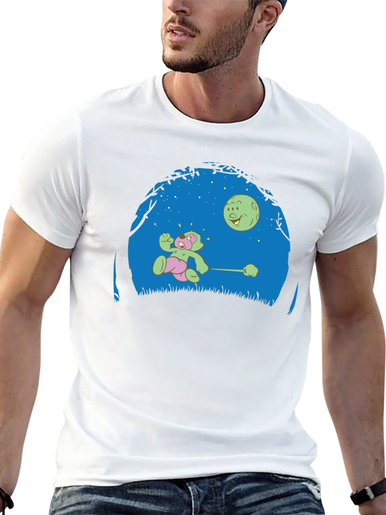 Black Cartoon Graphic Print Black T-Shirt view 13