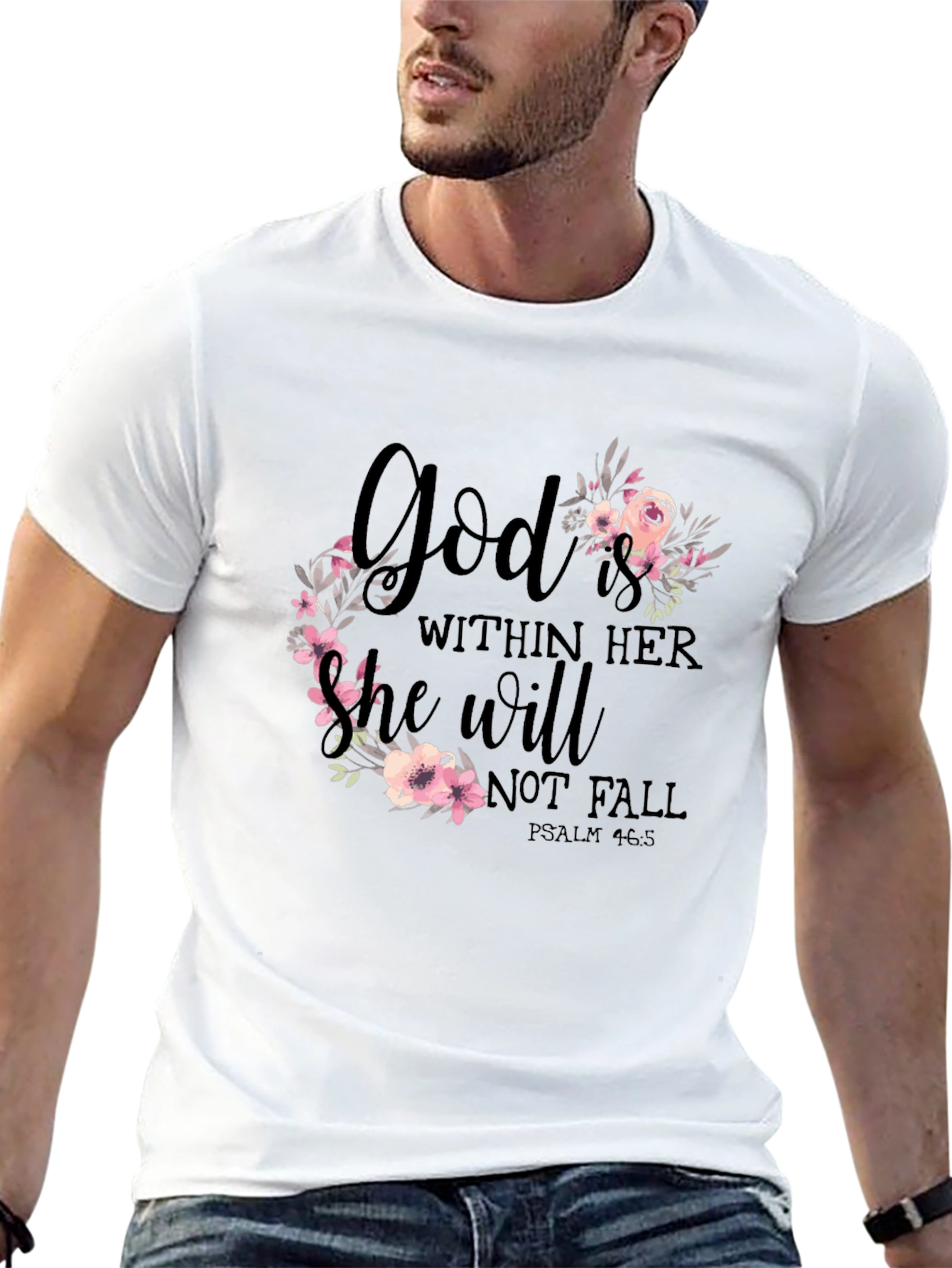 Black God Is Within Her Floral T-Shirt view 13