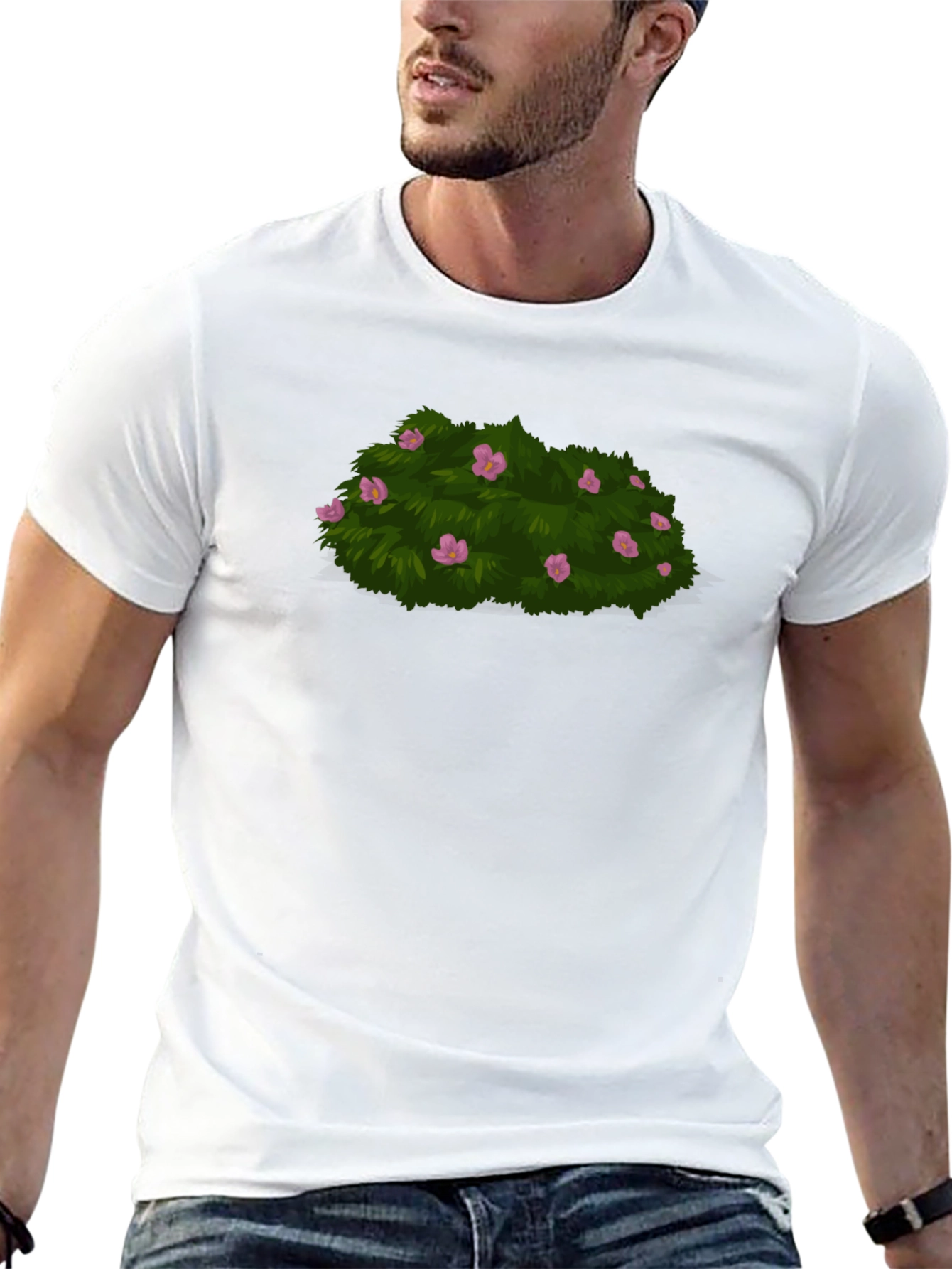 Black Bush With Flowers Graphic Tee - Stylish Casual Wear view 13