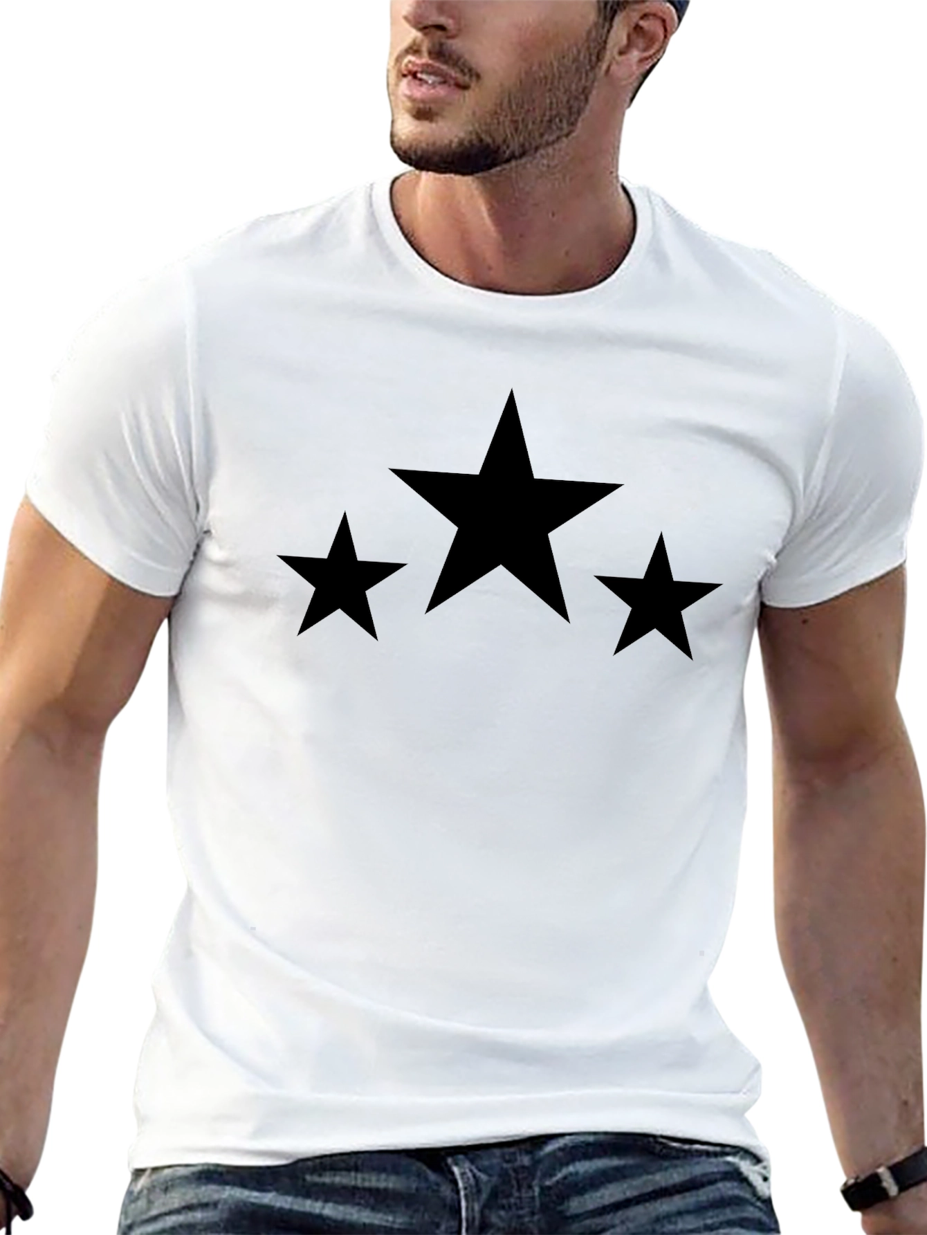 Black Stylish Black T-Shirt with Star Design view 13