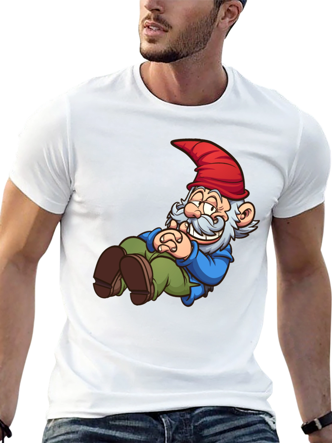 Black Funny Gnome T-Shirt - Cartoon Graphic Tee view 13
