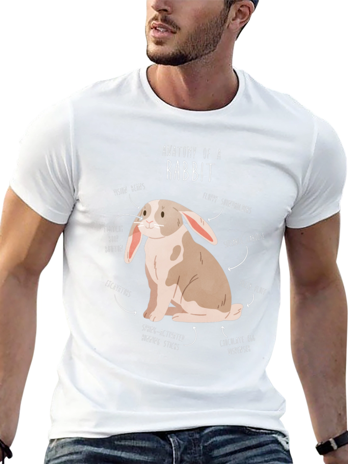 Black Anatomy of a Rabbit T-Shirt Funny Bunny Tee view 13