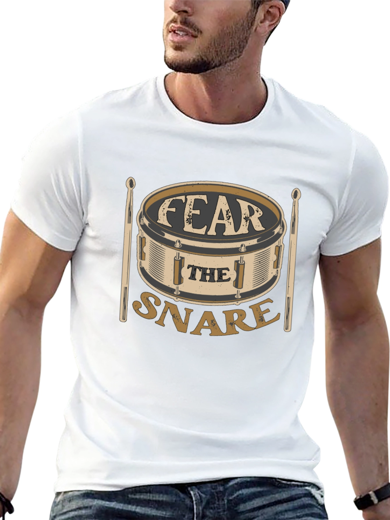 Black Fear the Snare T-Shirt - Drummer Gift view 13