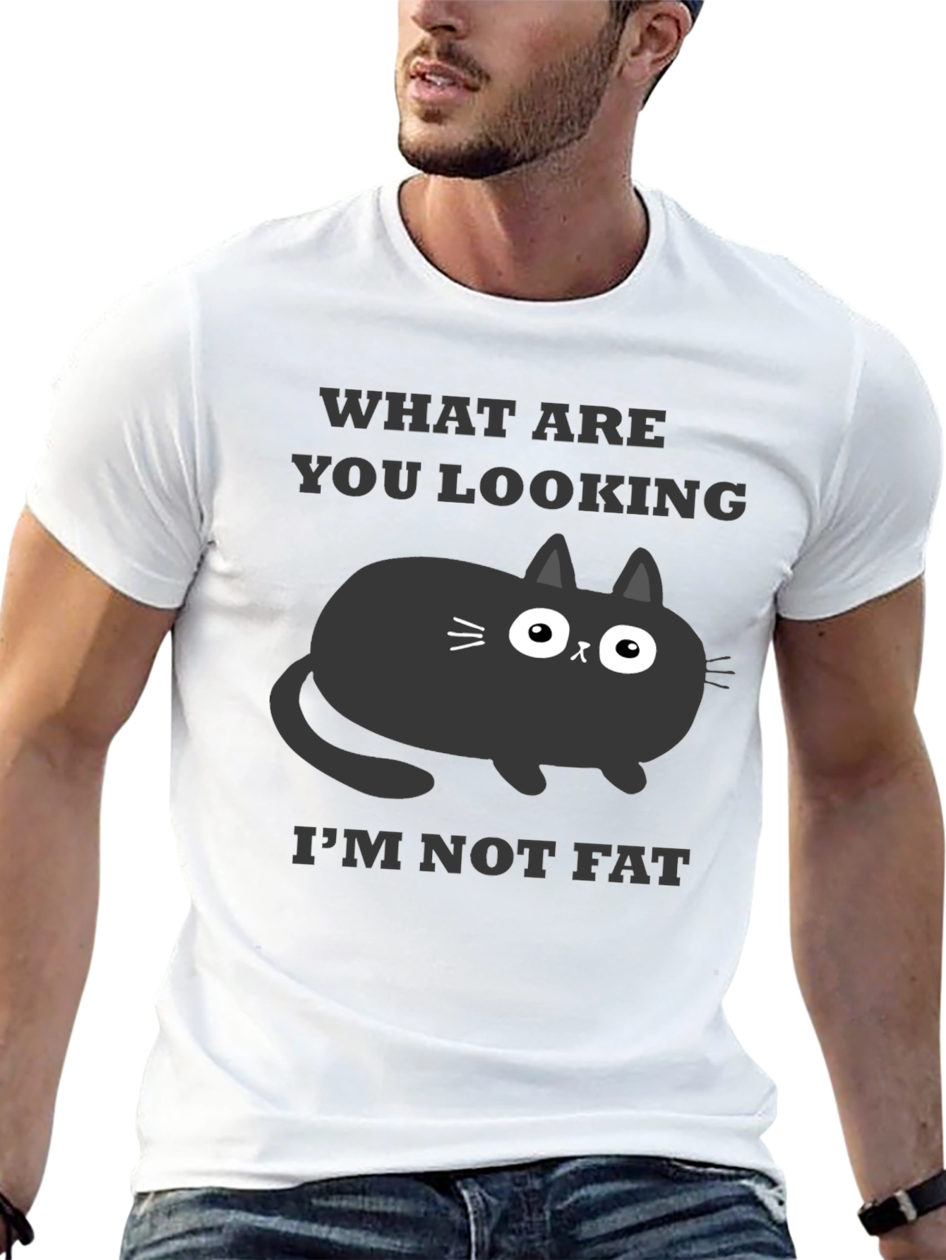 Black Funny Cat T-Shirt - What Are You Looking At? view 13