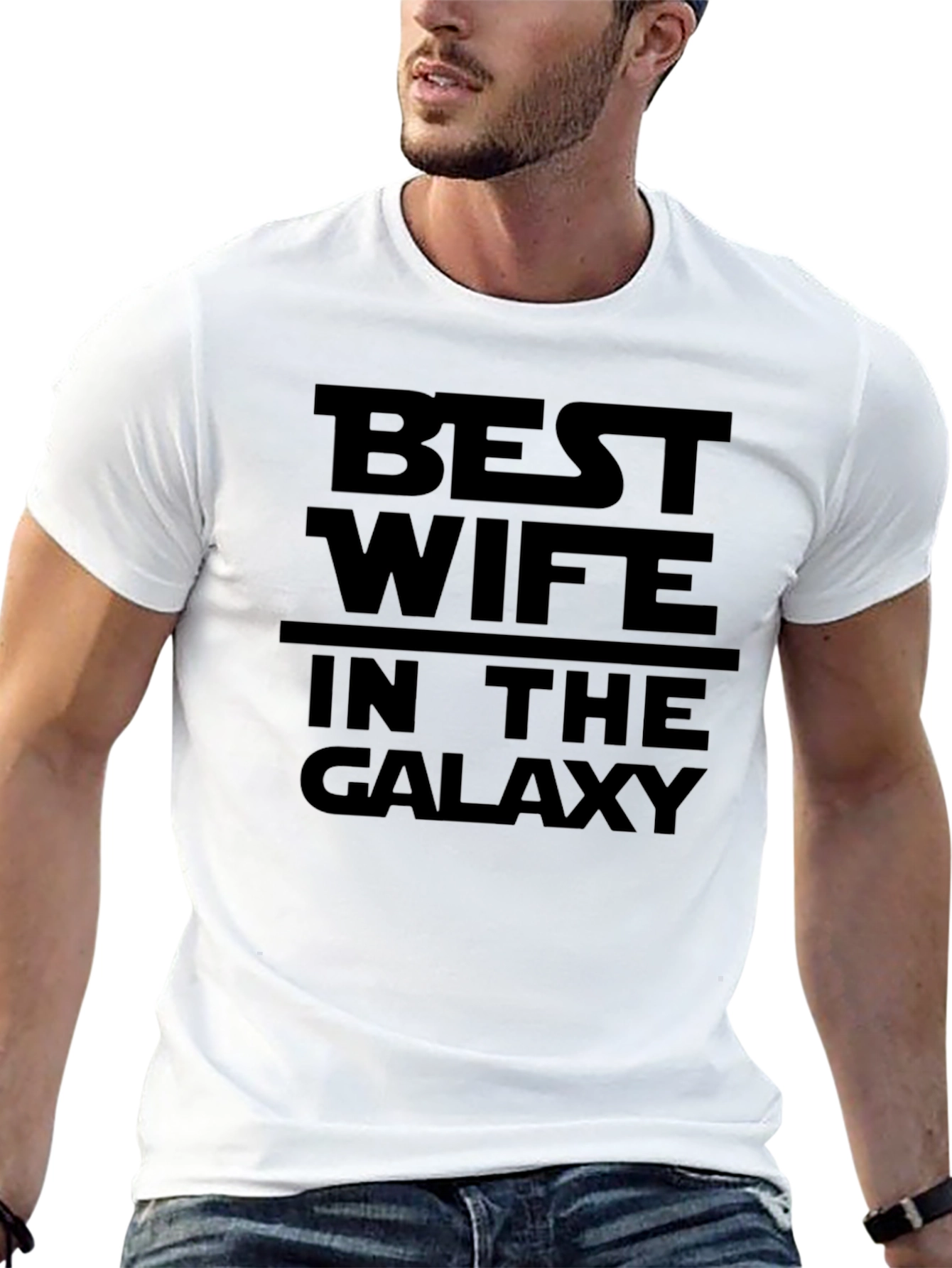 Black Best Wife in the Galaxy Black T-Shirt view 13