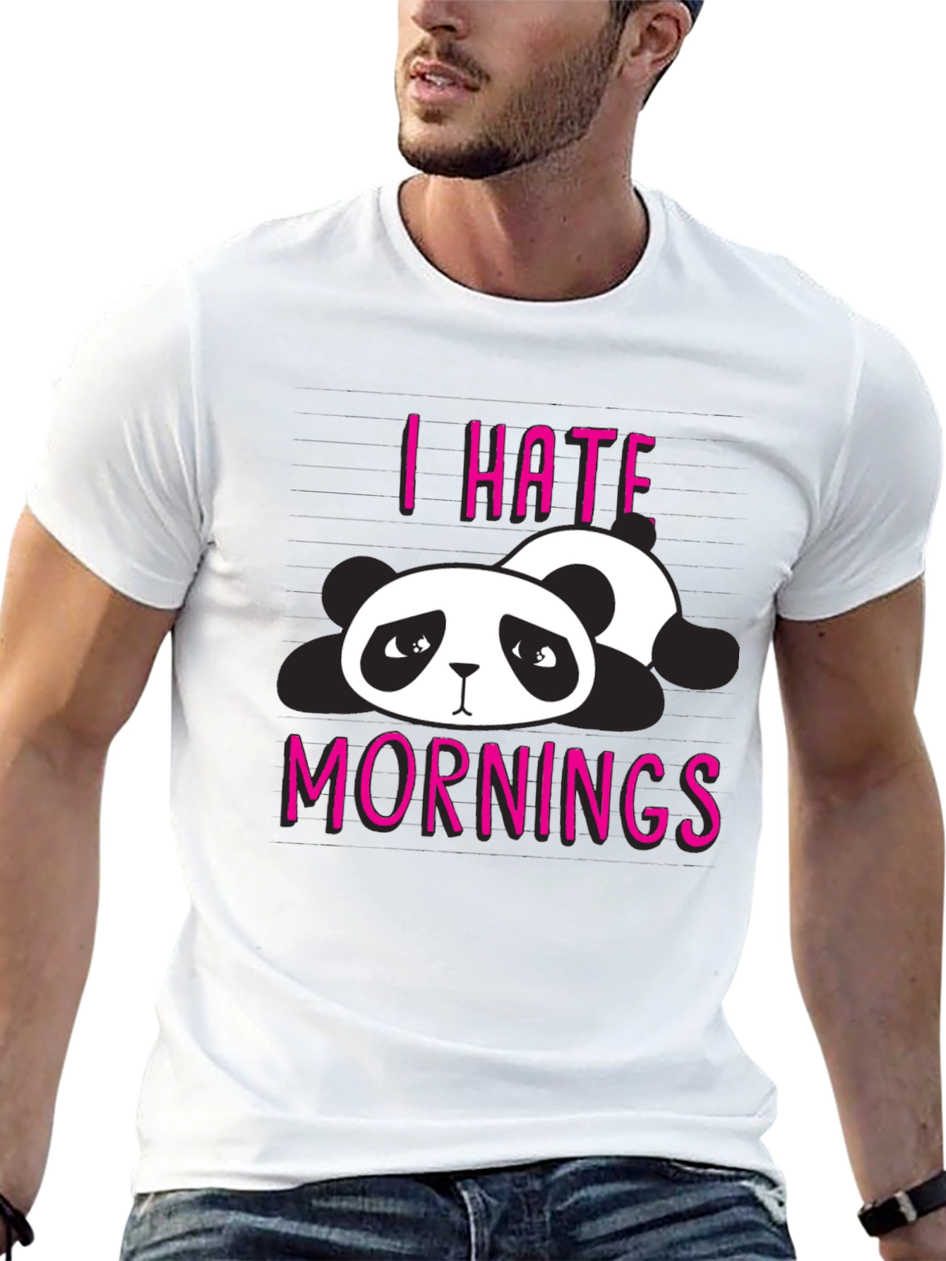 Black I Hate Mornings Panda Graphic T-Shirt view 13