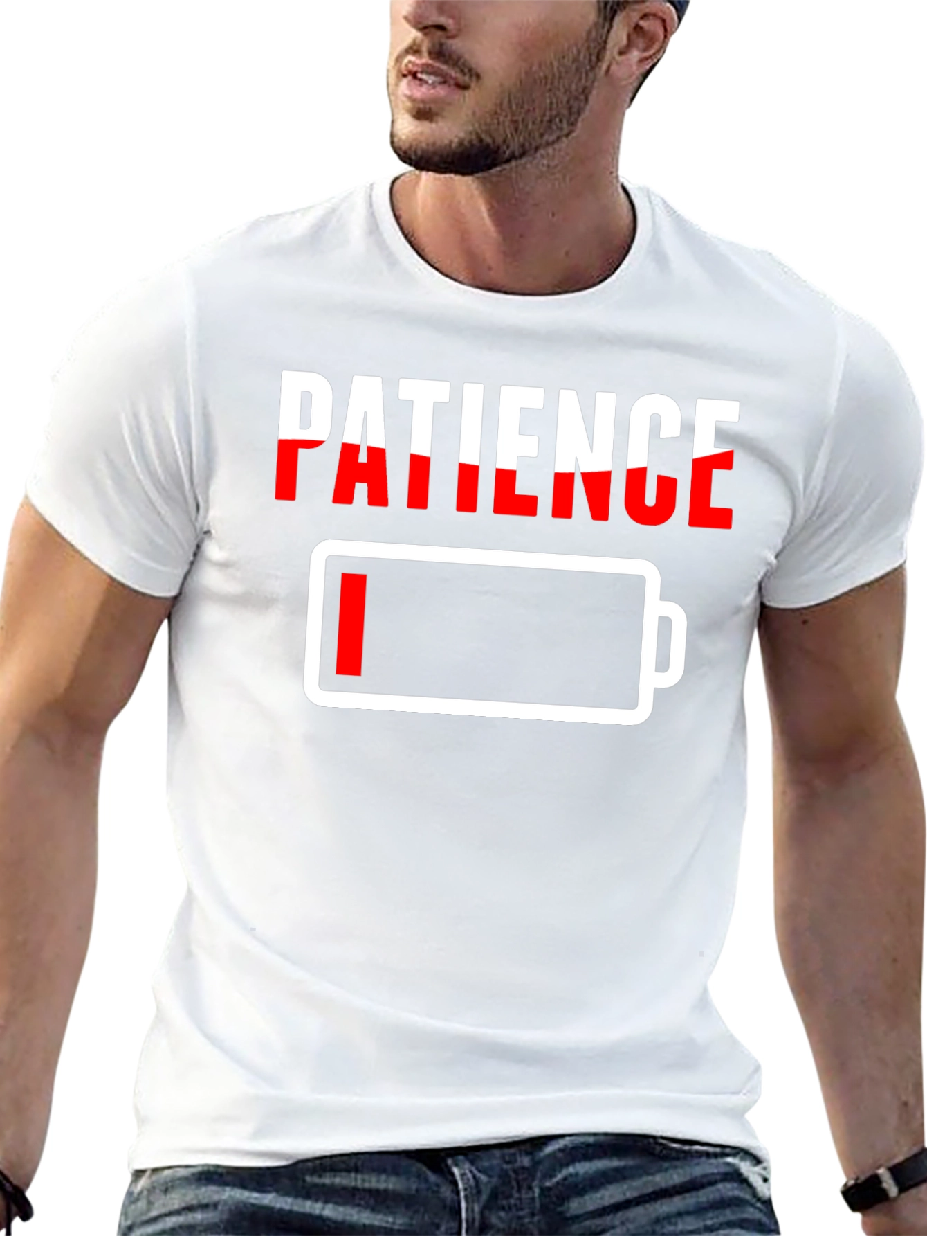 Black Low Patience T-Shirt - Battery Graphic Novelty Tee view 13