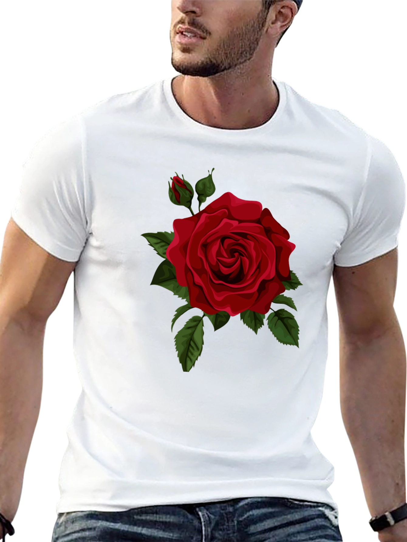 Black Red Rose Graphic Black T-Shirt view 13
