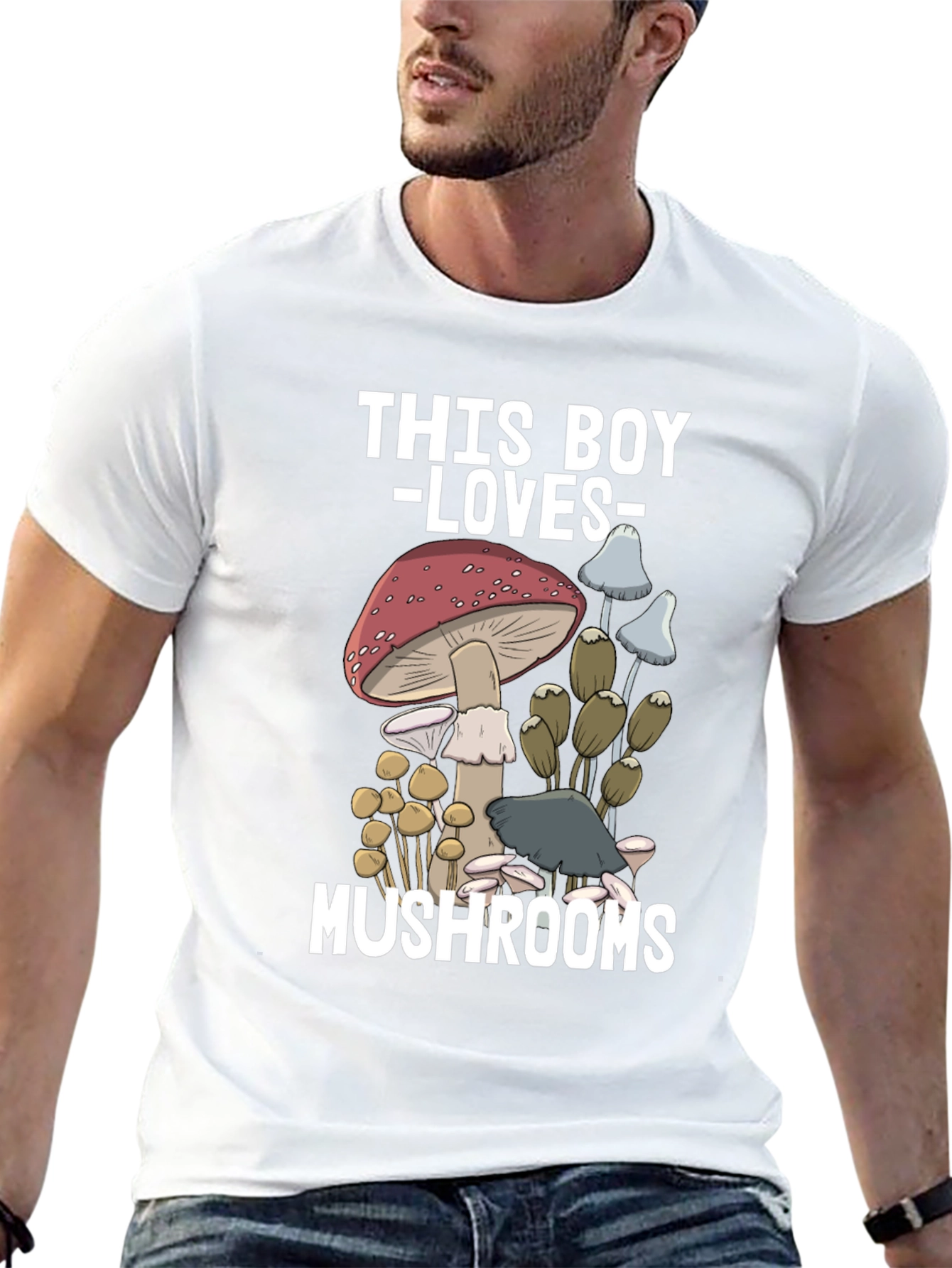 Black Mushroom Lover T-Shirt - This Boy Loves Mushrooms Graphic Tee view 13