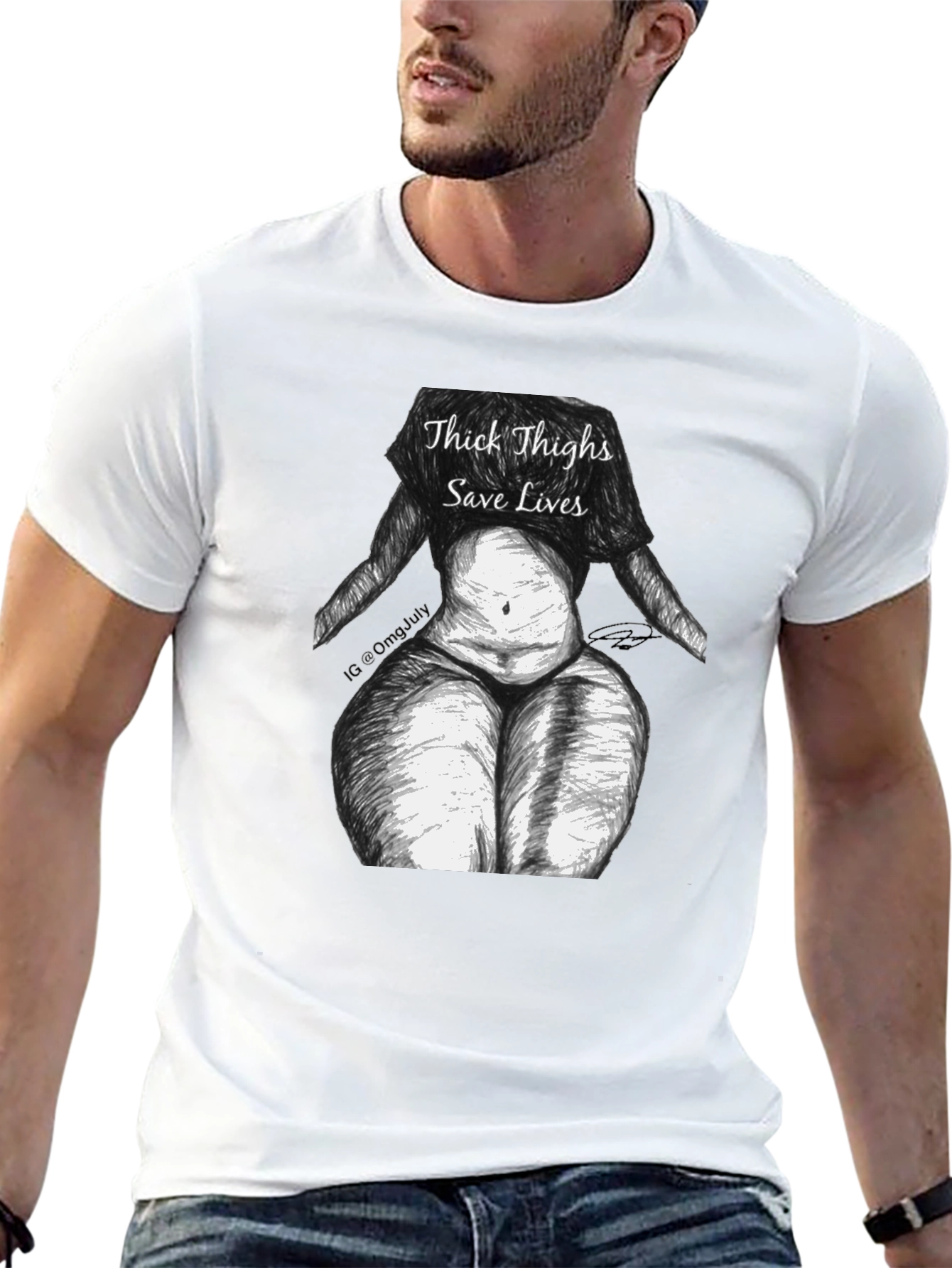 Black Thick Thighs Save Lives Graphic Tee - Unisex view 13