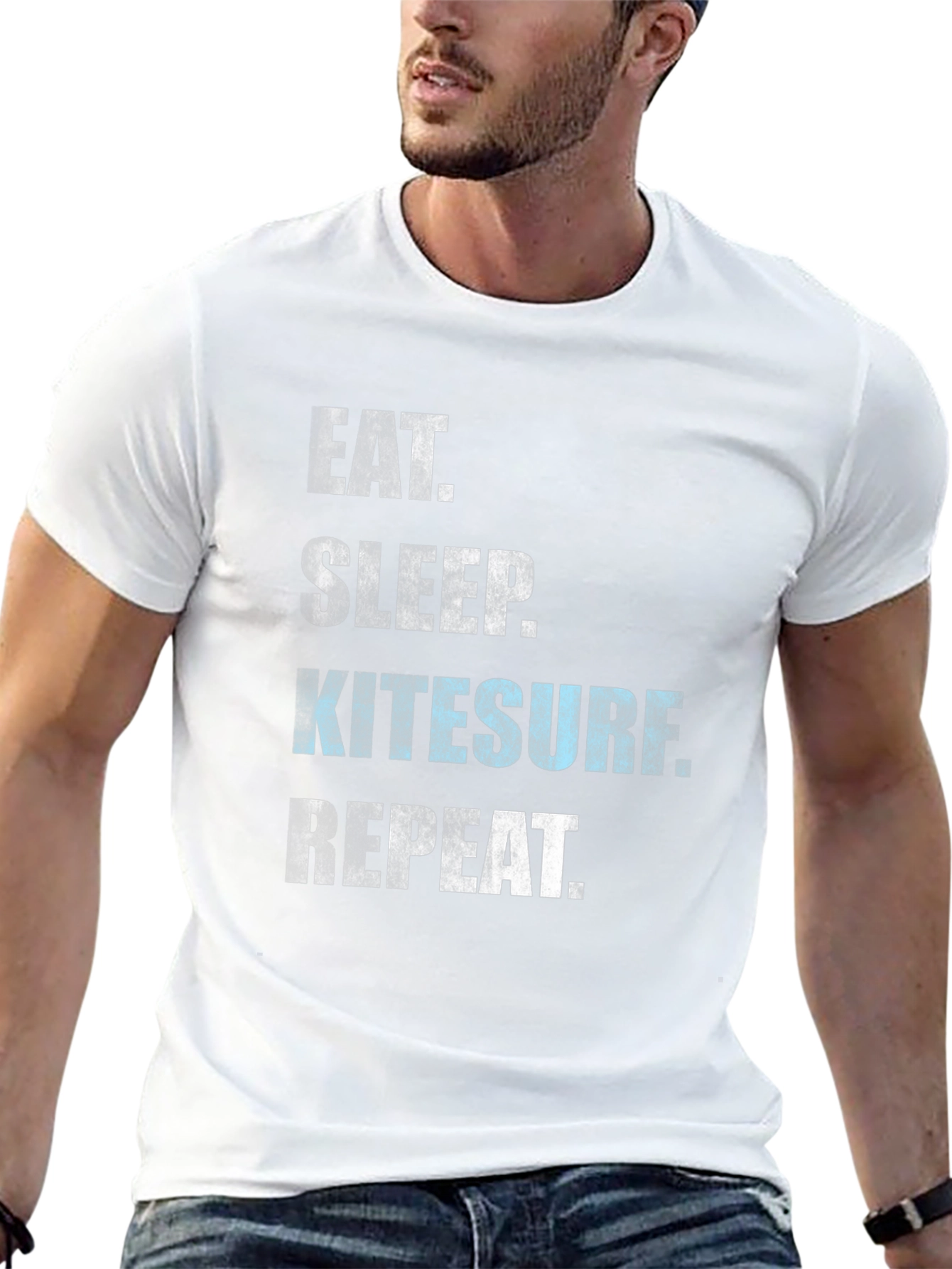 Black Eat Sleep Kitesurf Repeat T-Shirt view 13
